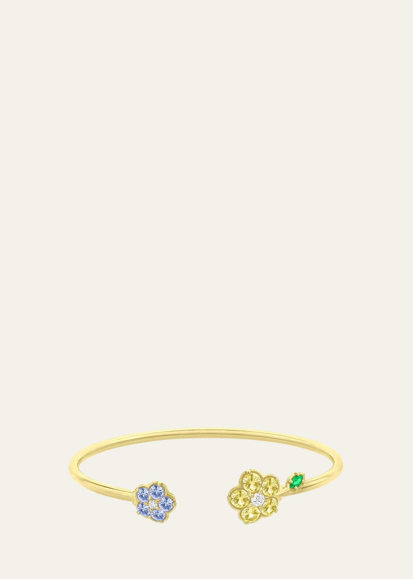 Yellow Gold Wild Child Tube Bracelet with Diamonds, Sapphires and Tsavorite