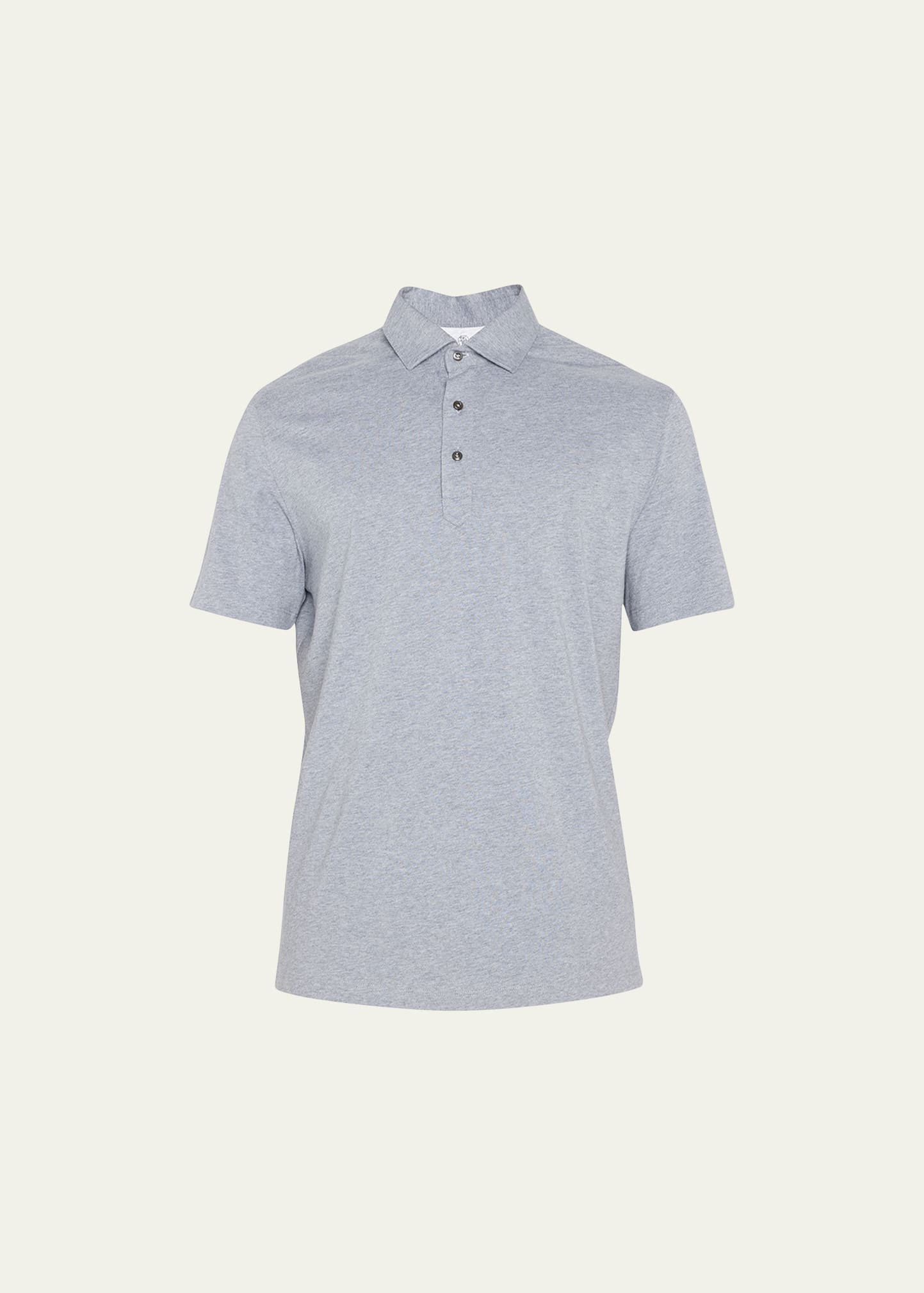 Brunello Cucinelli Men's Jersey Polo Shirt In Medium Grey