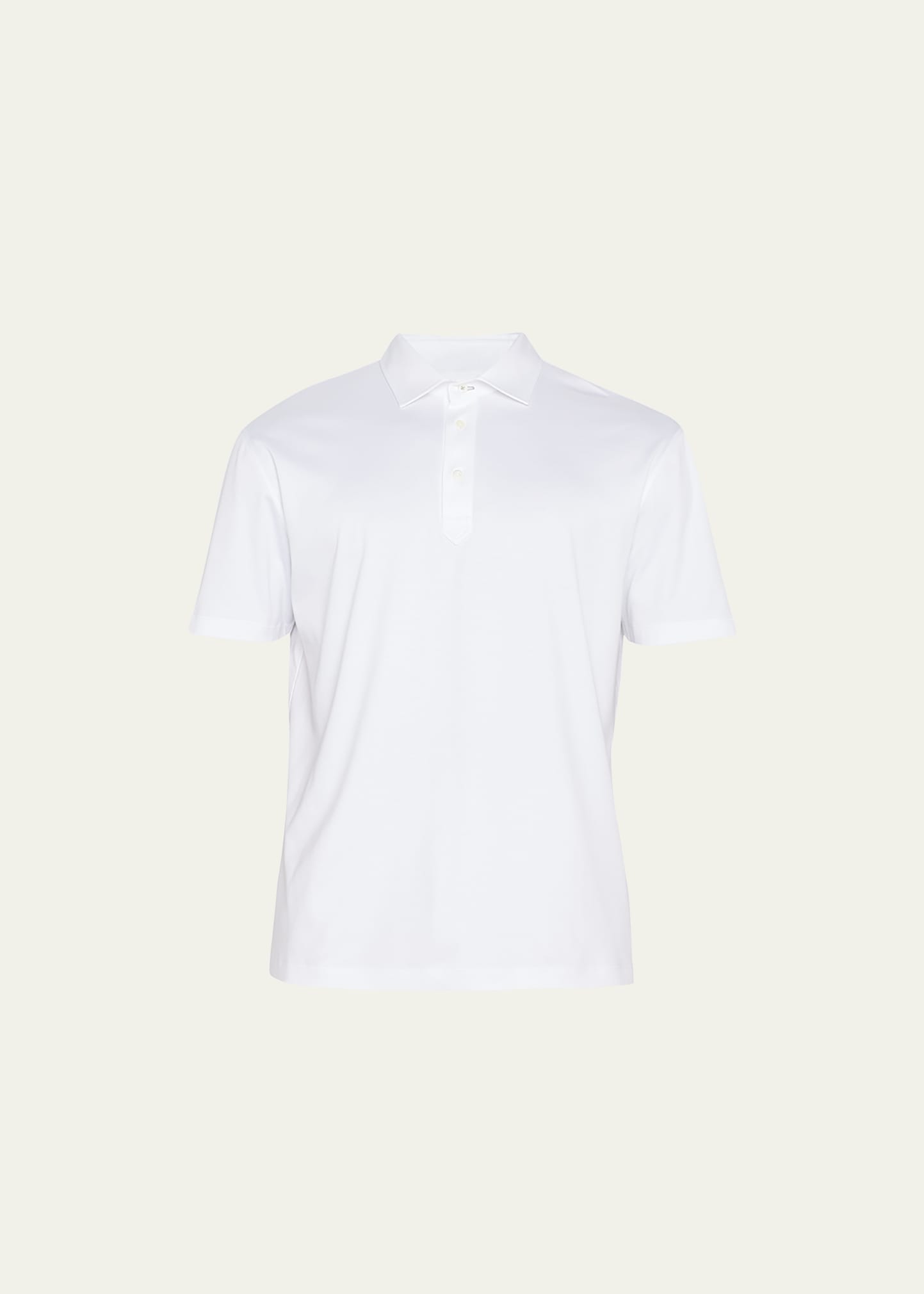 Brunello Cucinelli Men's Jersey Polo Shirt In White