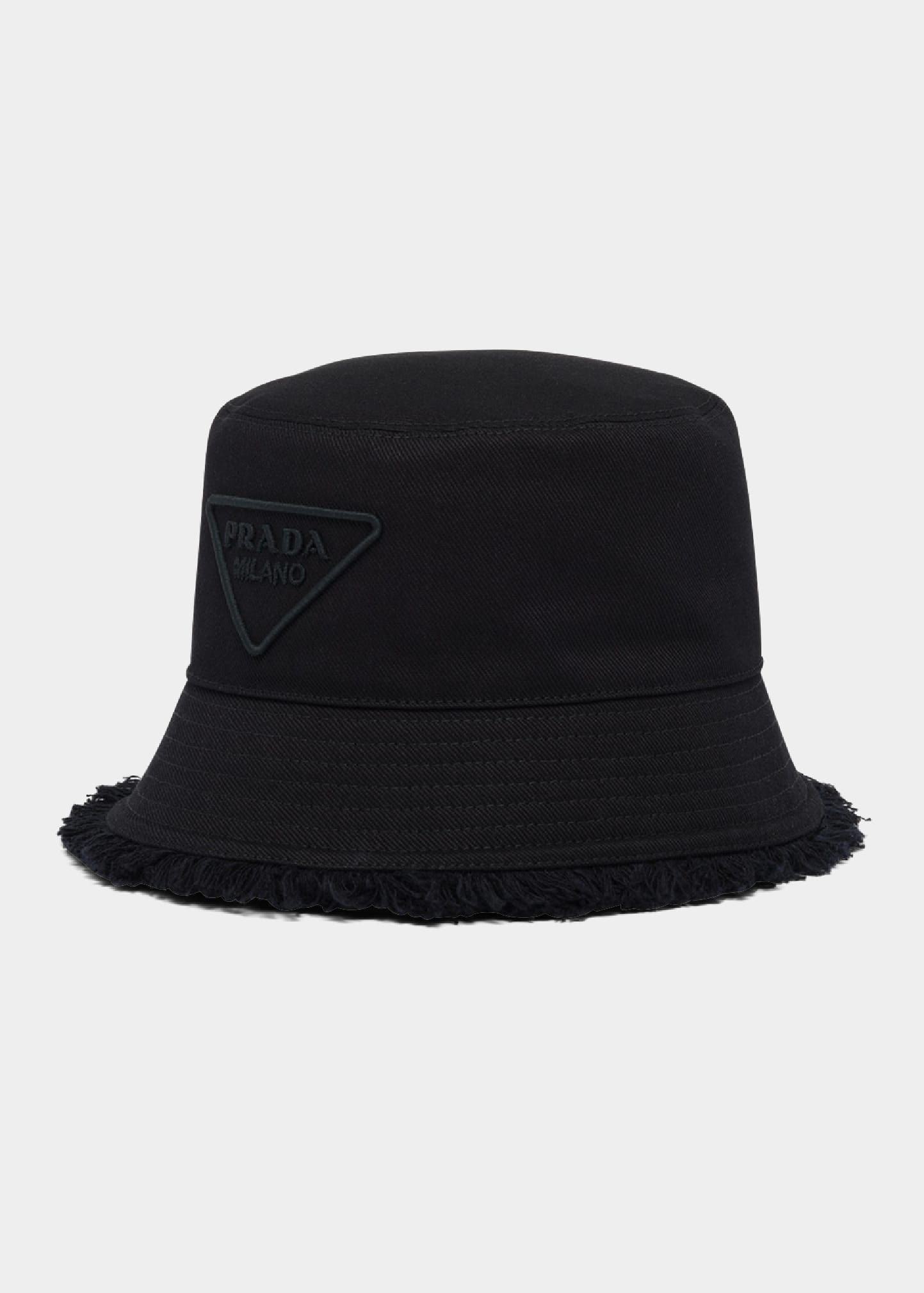 Prada Fringe Triangle Logo Bucket Hat In F0002 Nero