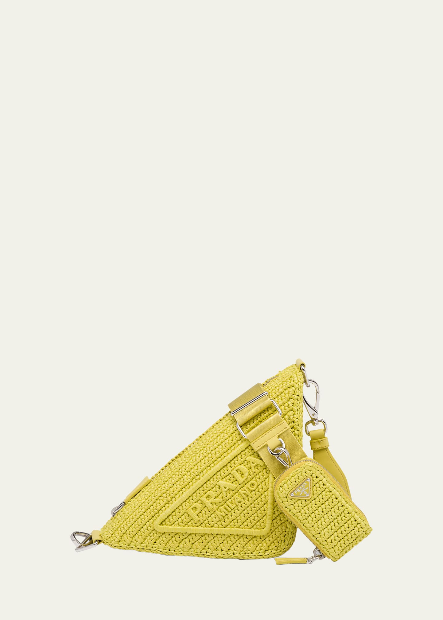 Prada Triangle Logo Raffia Shoulder Bag In F0322 Cedro