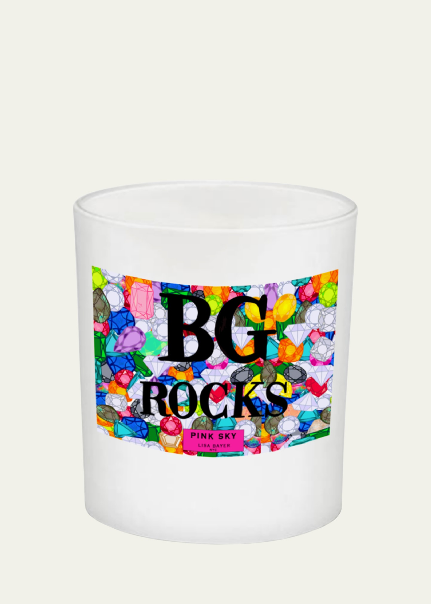 Lisa Bayer 12 Oz. Bg Rocks Scented Candle In White Vessel, Pink Sky Scent In Multi