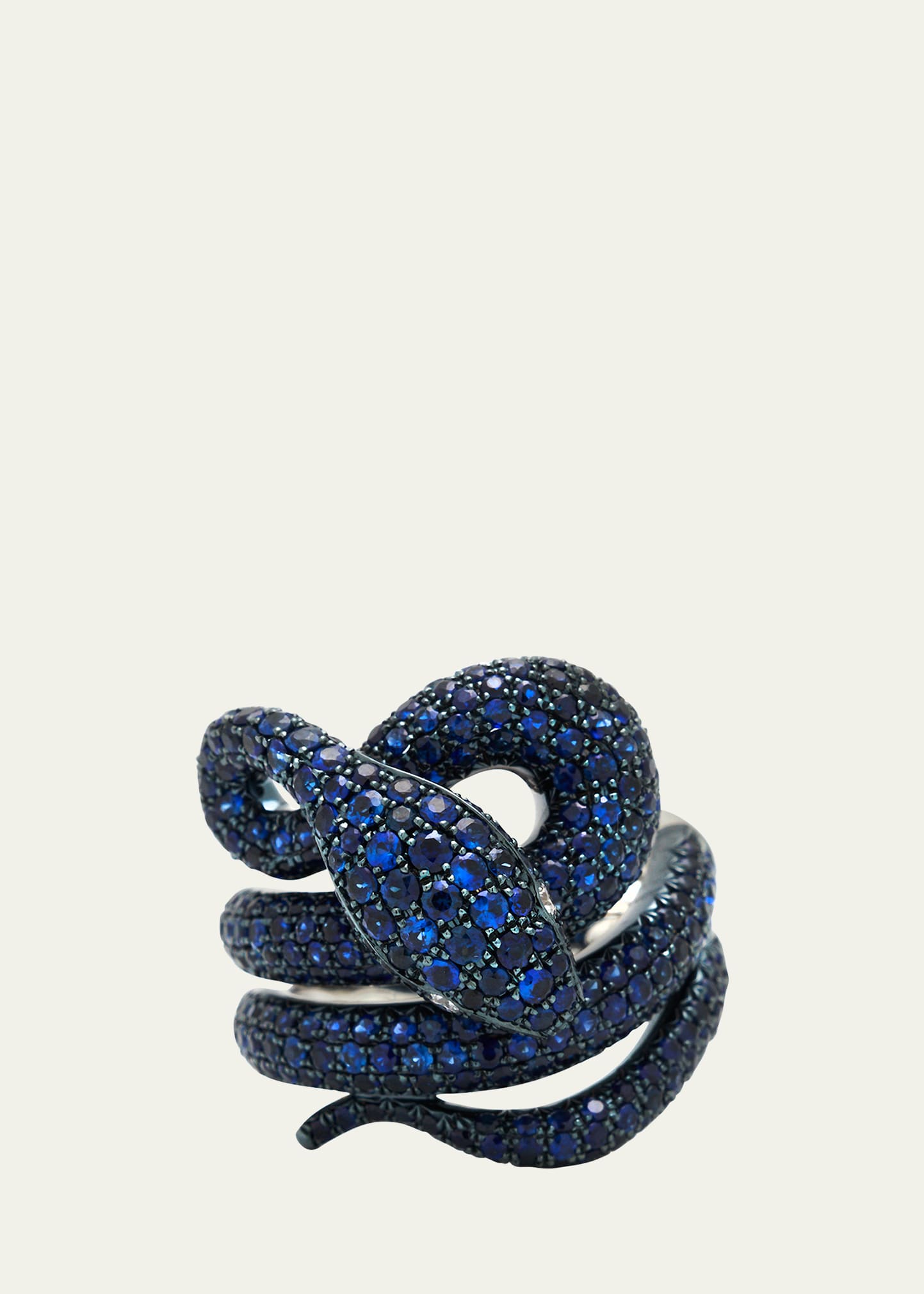 White Gold Blue Sapphire Ring from Snake Collection