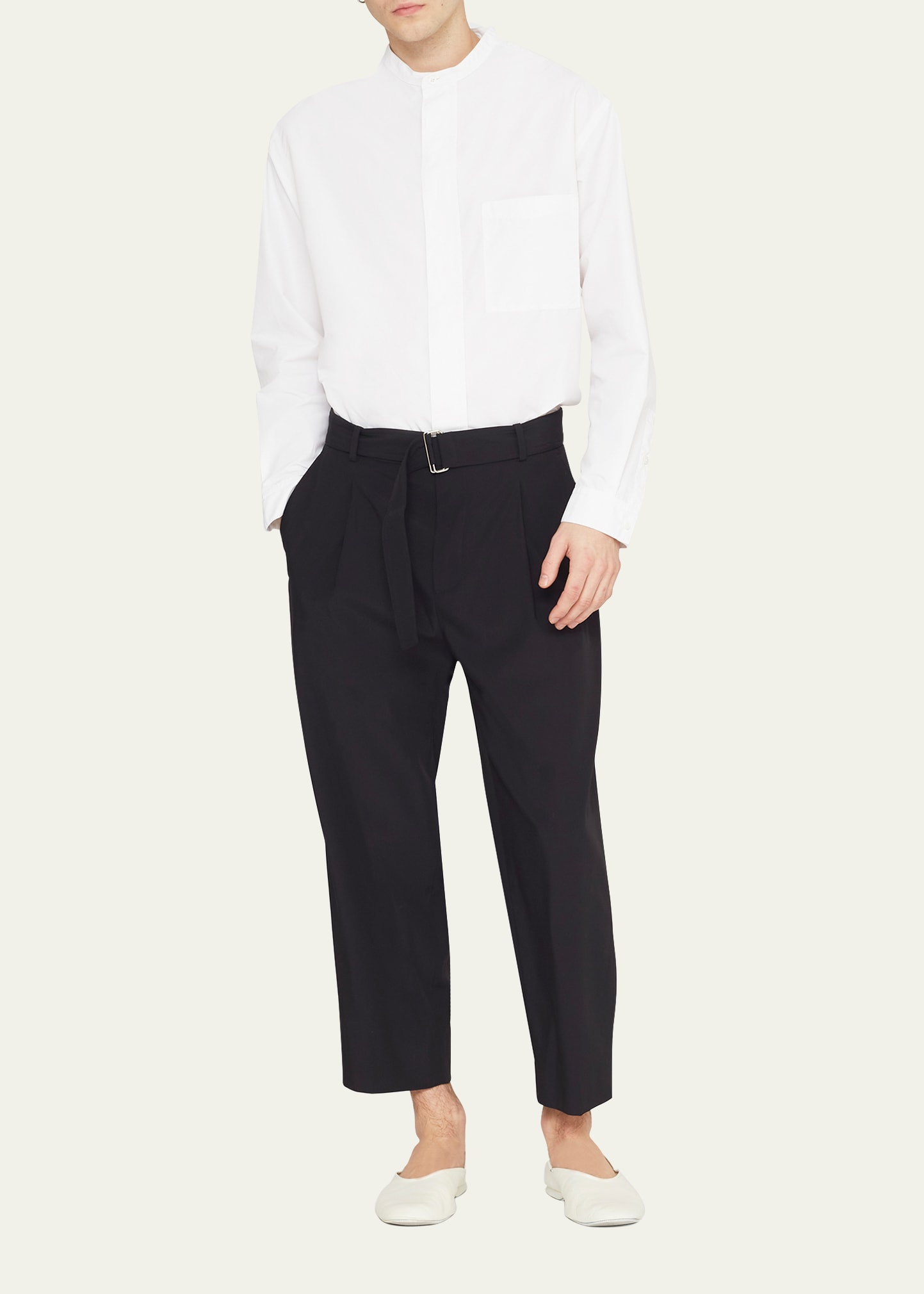 3.1 Phillip Lim Men's Cropped Wool-Blend Belted Trousers