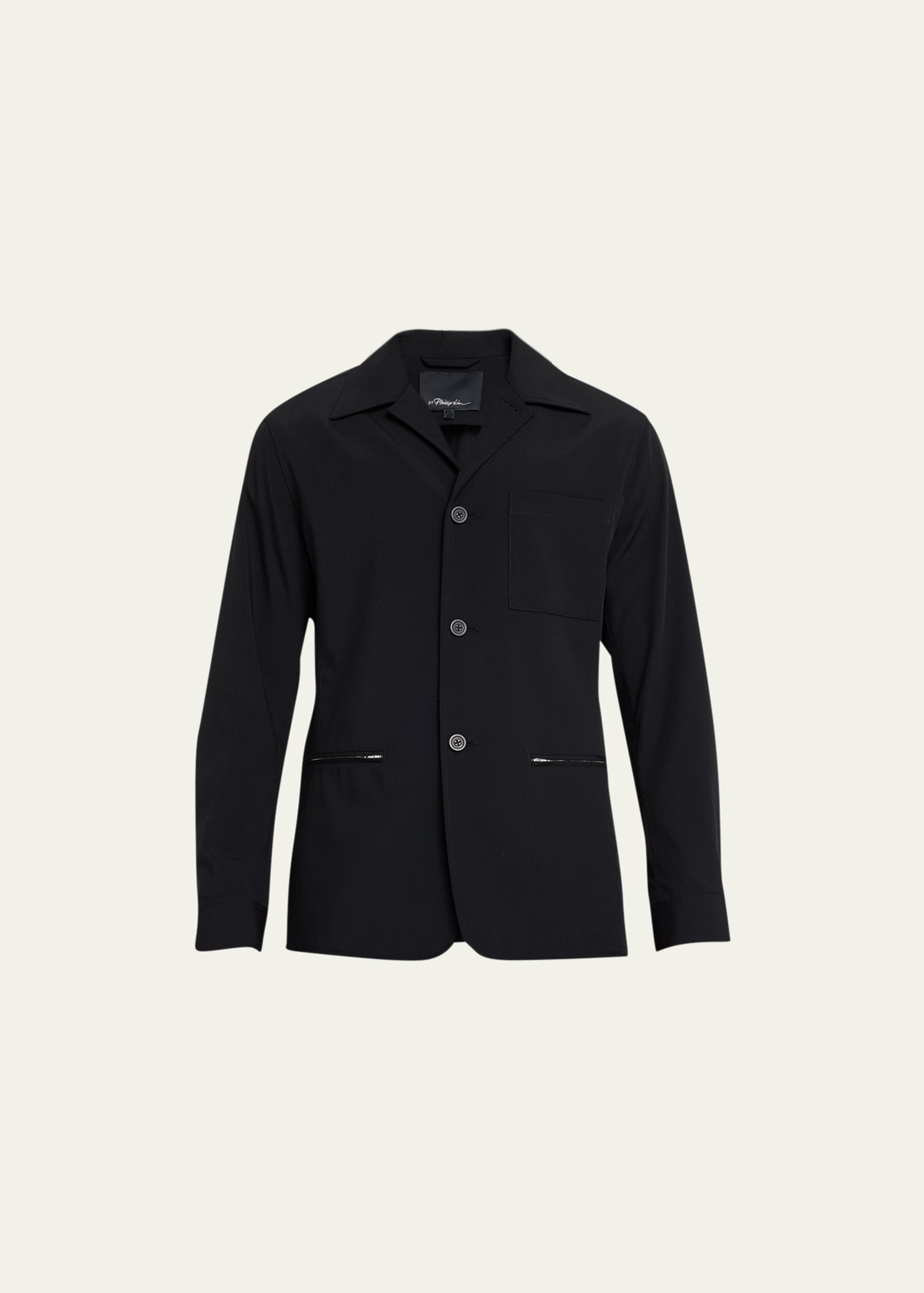 3.1 Phillip Lim Men's Zip-pocket Work Jacket In Black