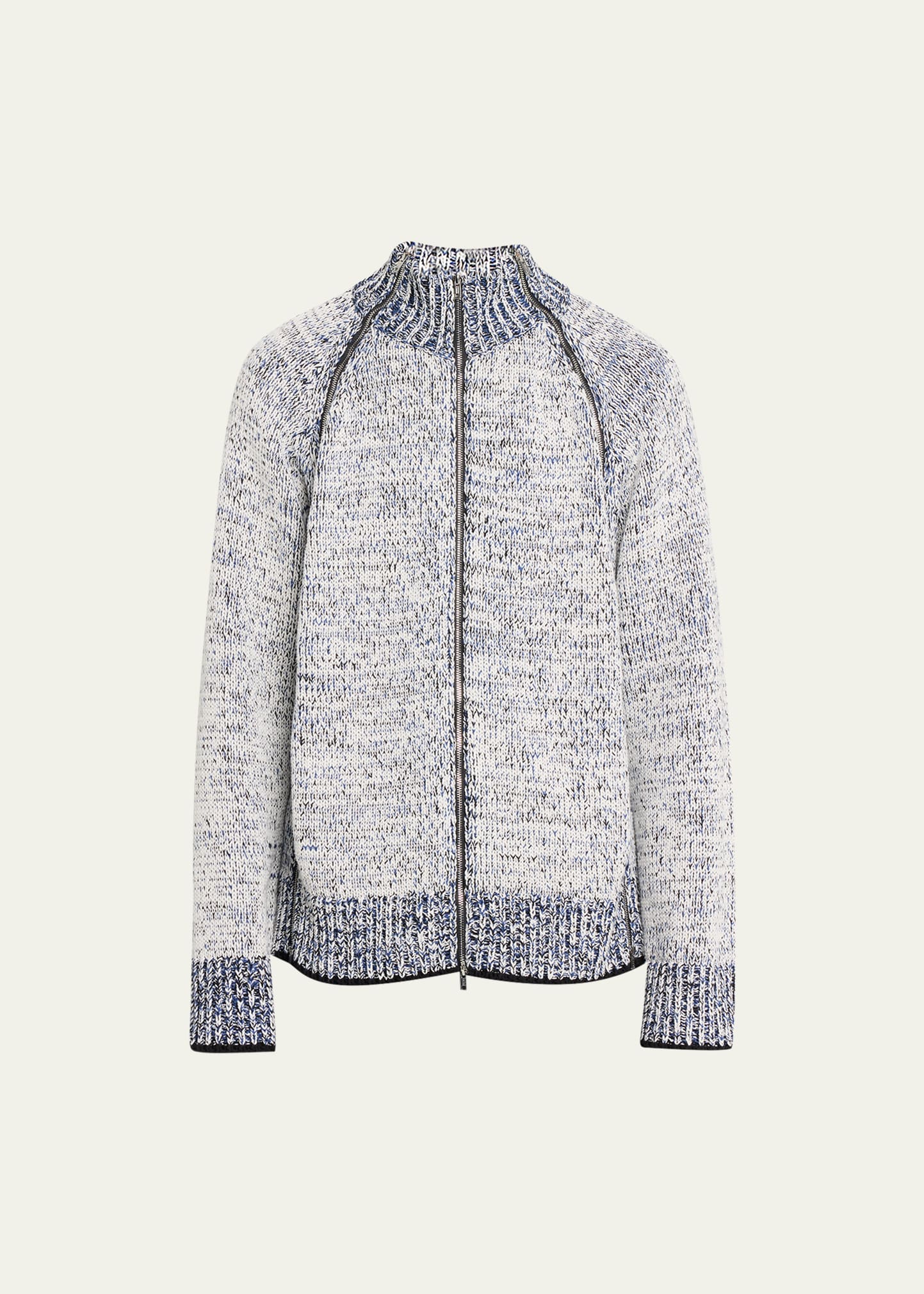 Shop 3.1 Phillip Lim / フィリップ リム Men's Marled Full-zip Cardigan Sweater In Antwht Multi