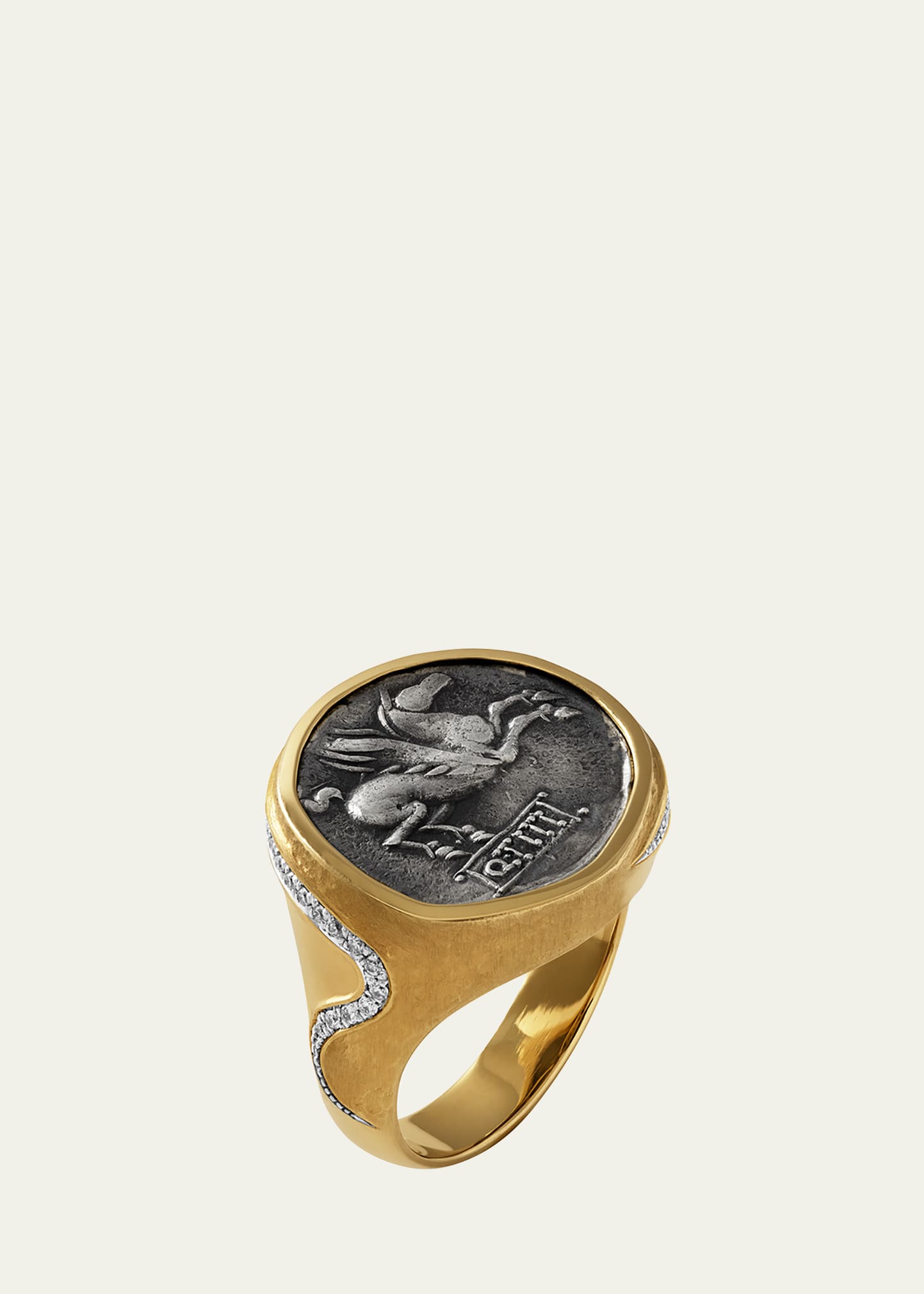 Jorge Adeler Men's 18K Gold Pegasus Coin Ring w/ Diamonds
