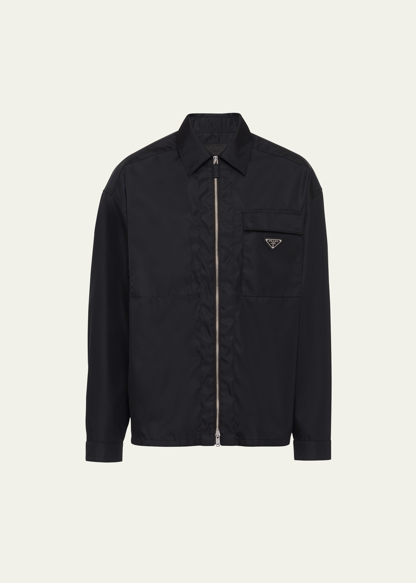 Prada Men's Re-nylon Shirt Jacket In Nero