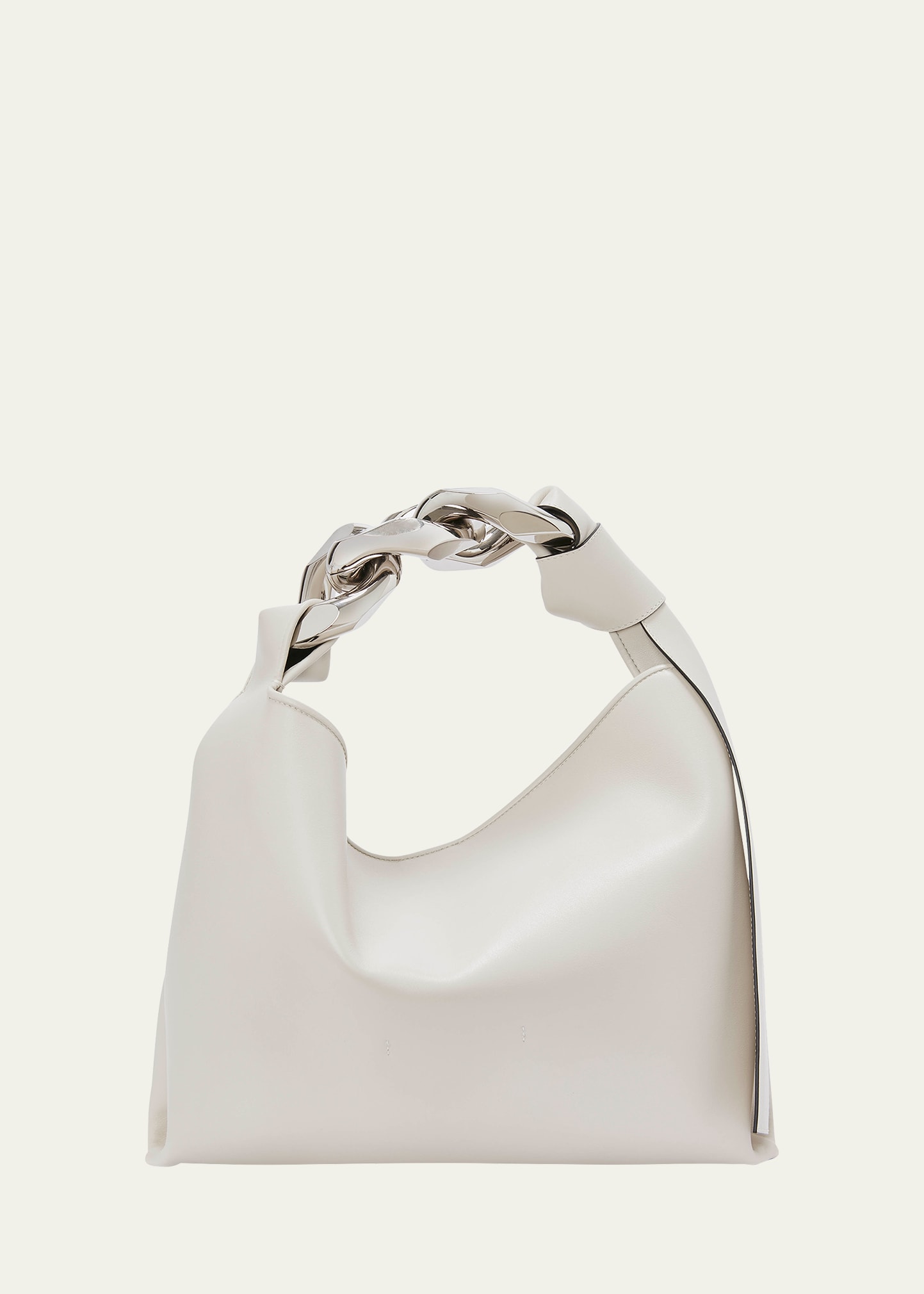 Jw Anderson Small Knot Chain Leather Top-handle Bag In Off White