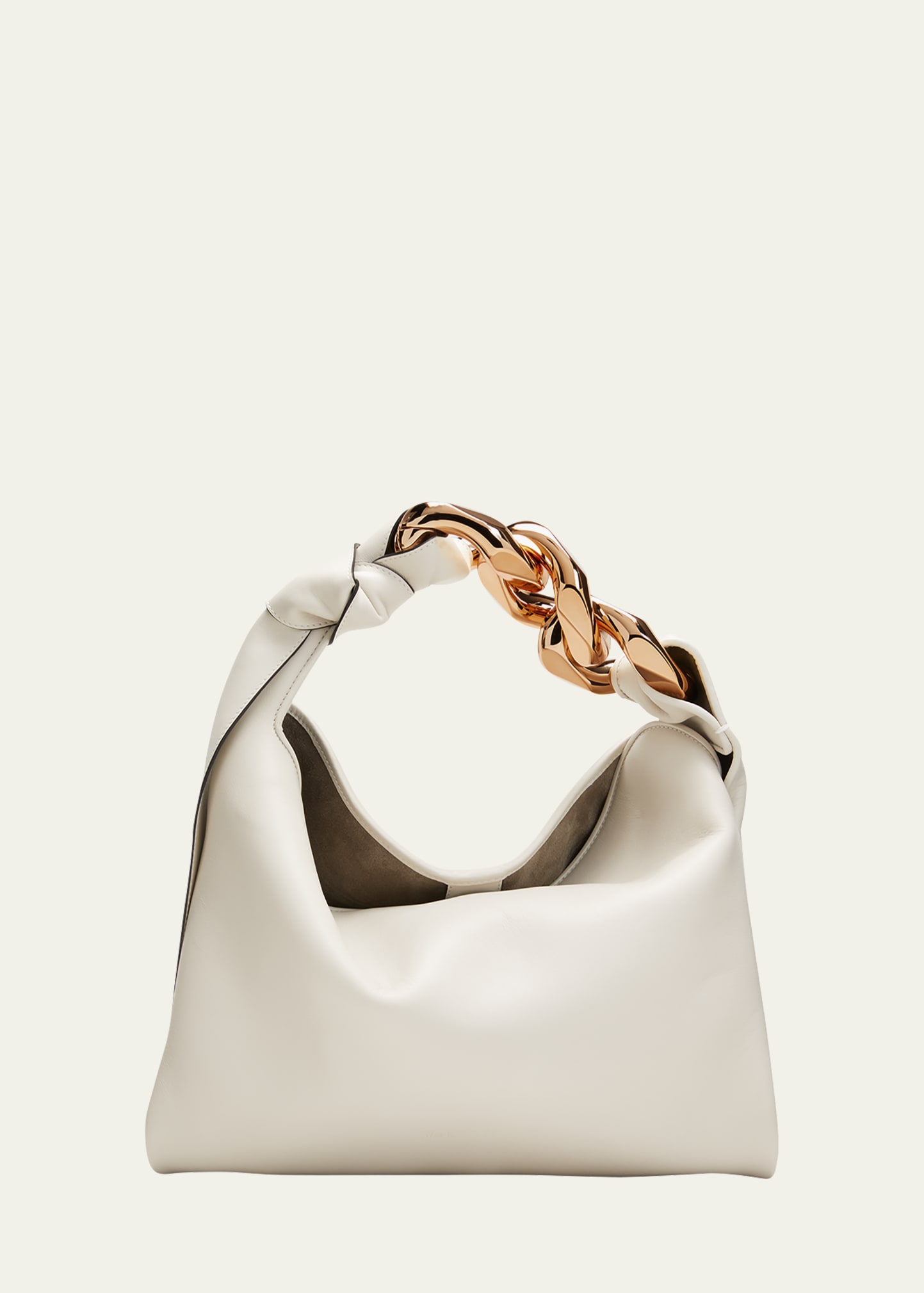 Jw Anderson Small Knot Chain Leather Top-handle Bag In 002 Off White