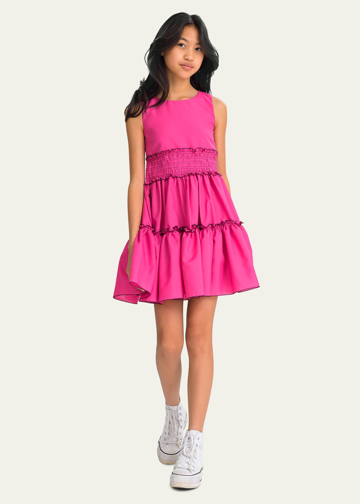 Zoe Kids' Girl's Marie Tiered Ruffle Dress In Hot Pink