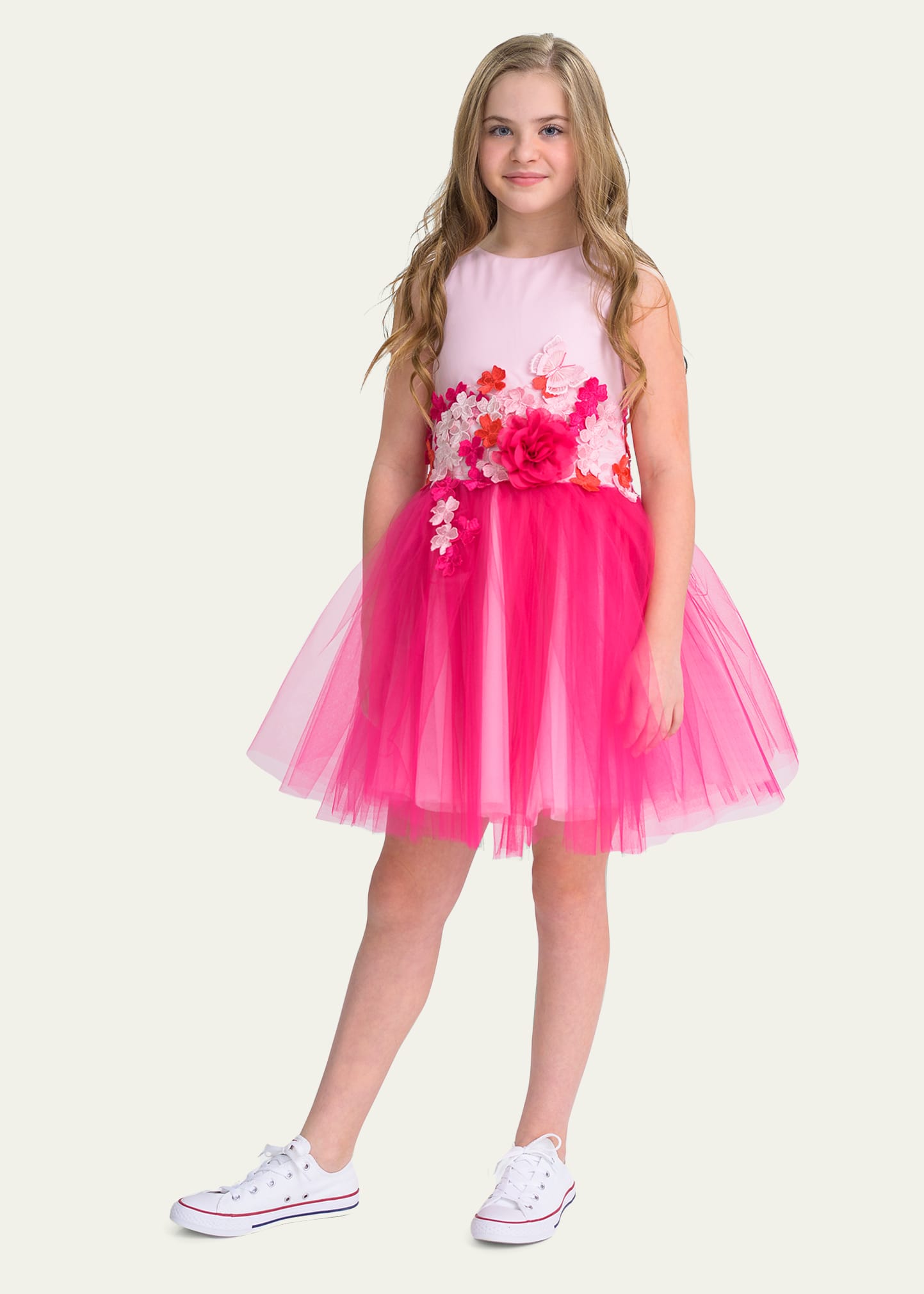 Zoe Kids' Girl's Alice Two-toned Tulle Skirt Dress In Pink