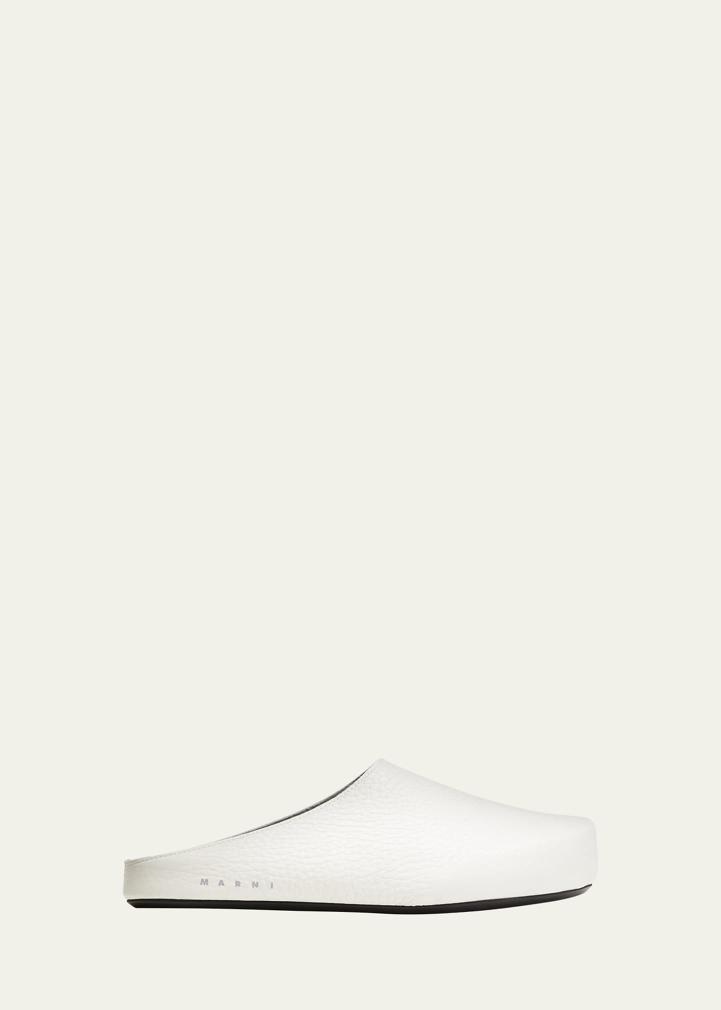 Marni Logo-letter Pebble-effect Clog Slippers In Lily/white