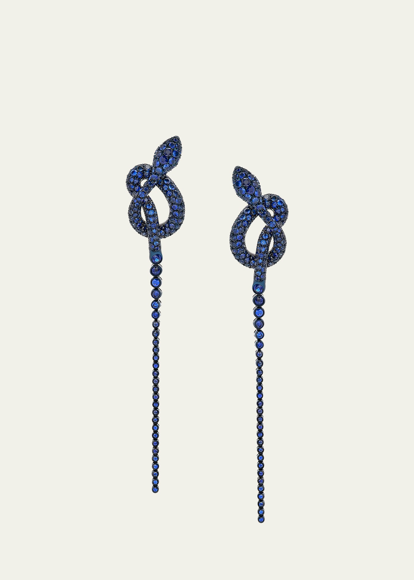 White Gold Blue Sapphire Earrings from The Snake Collection