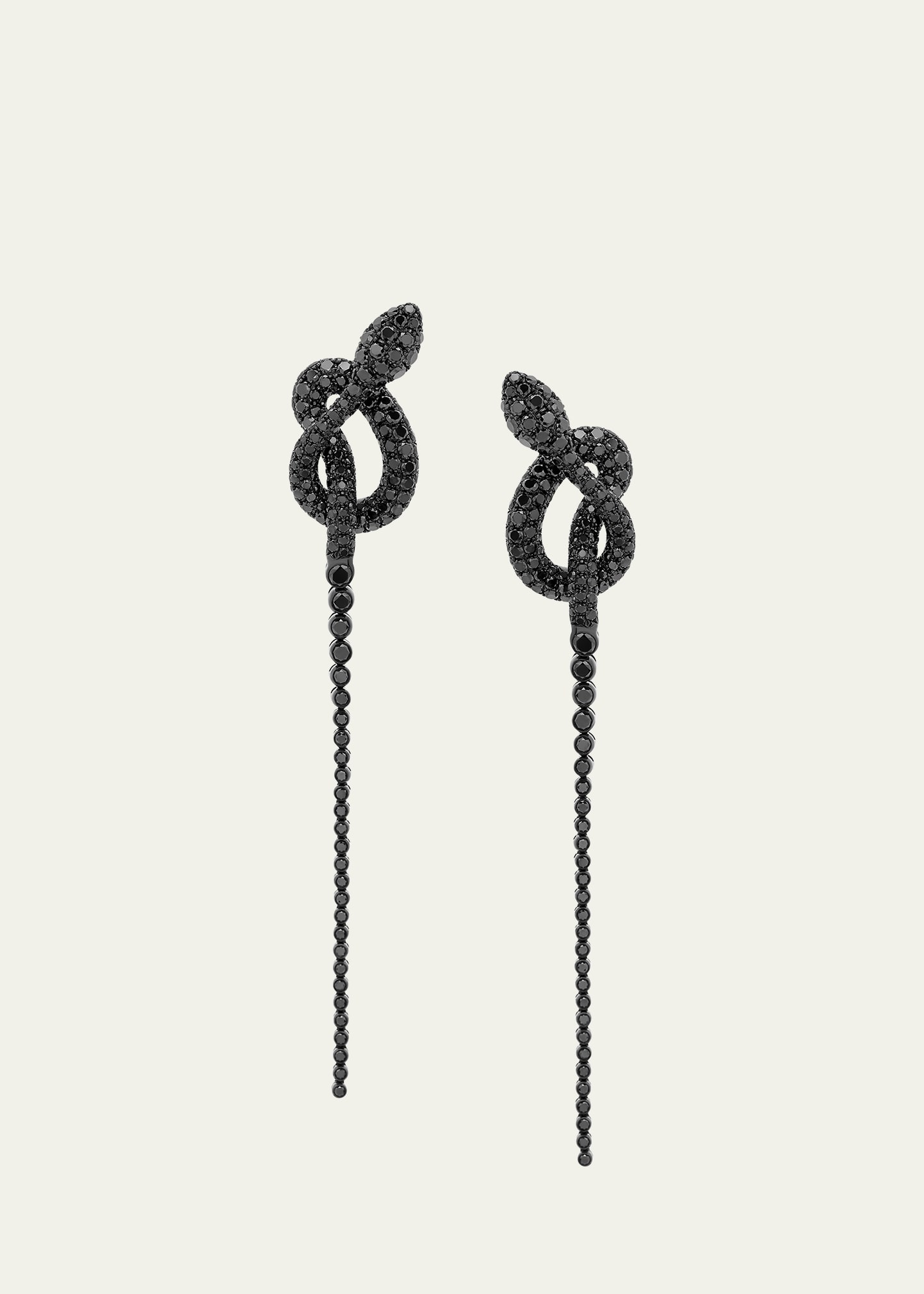 Stéfère White Gold Black Diamond Earrings From The Snake Collection
