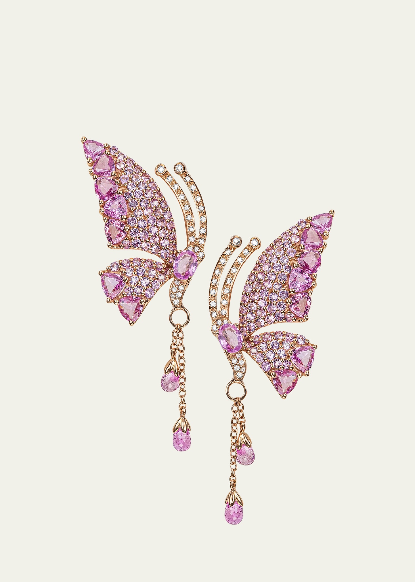 Stéfère Rose Gold Pink Sapphire Earrings From The Butterfly Collection