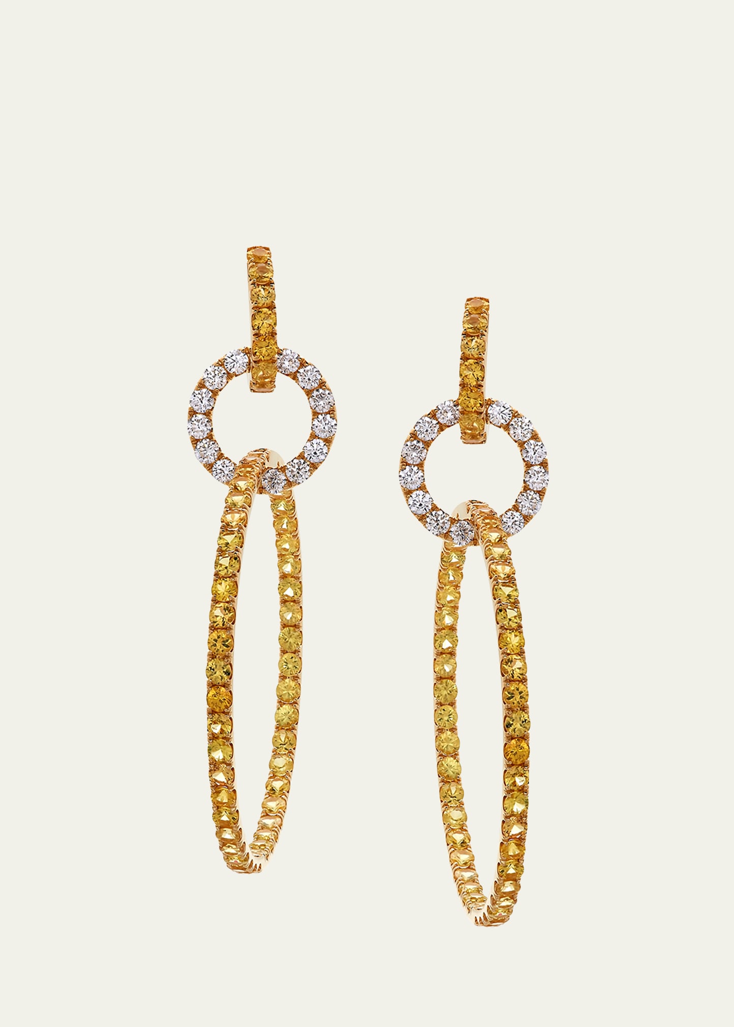 Yellow Gold Diamond and Yellow Sapphire Large Earrings from The Hoops Collection