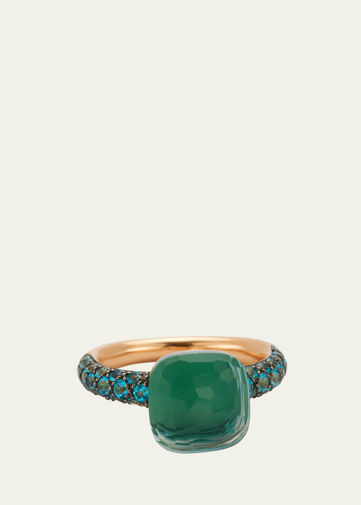 Nudo Classic 18k Gold Ring with Blue Topaz and Agate