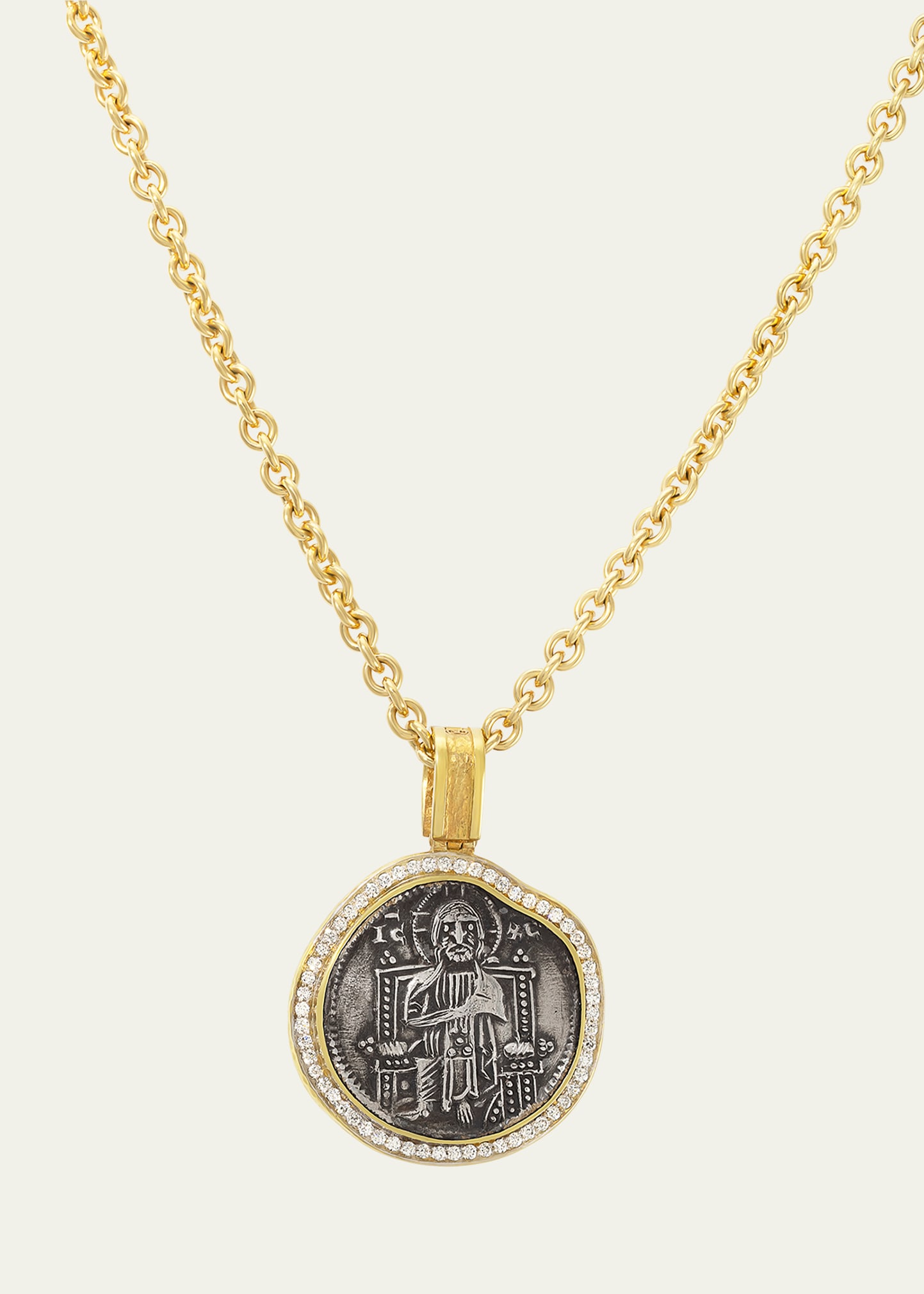 Jorge Adeler Men's 18K Reversible Diamond Venetian Christ Coin Pendant