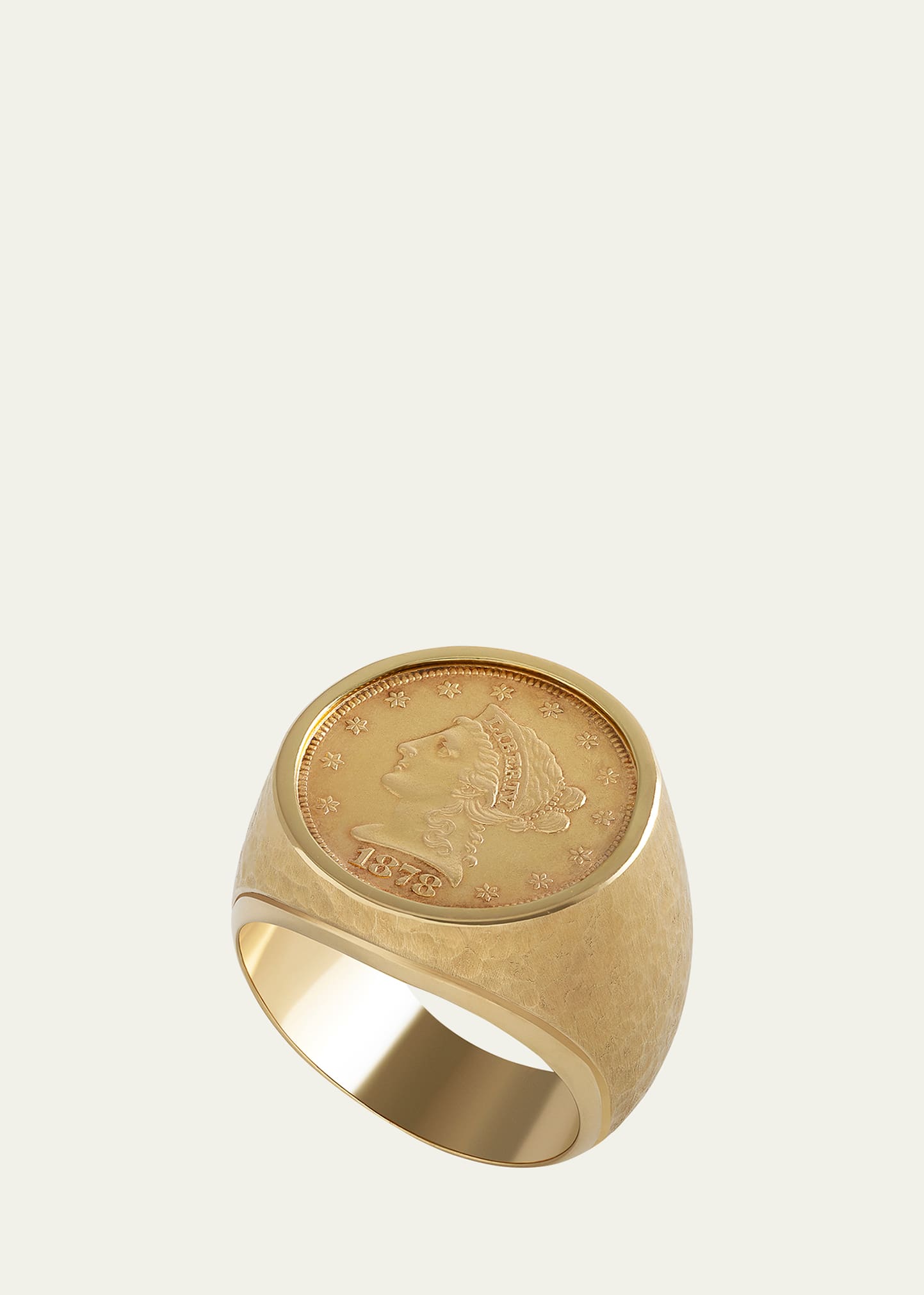 Men's 18K Yellow Gold 1878 2.5 Dollar Coin Ring