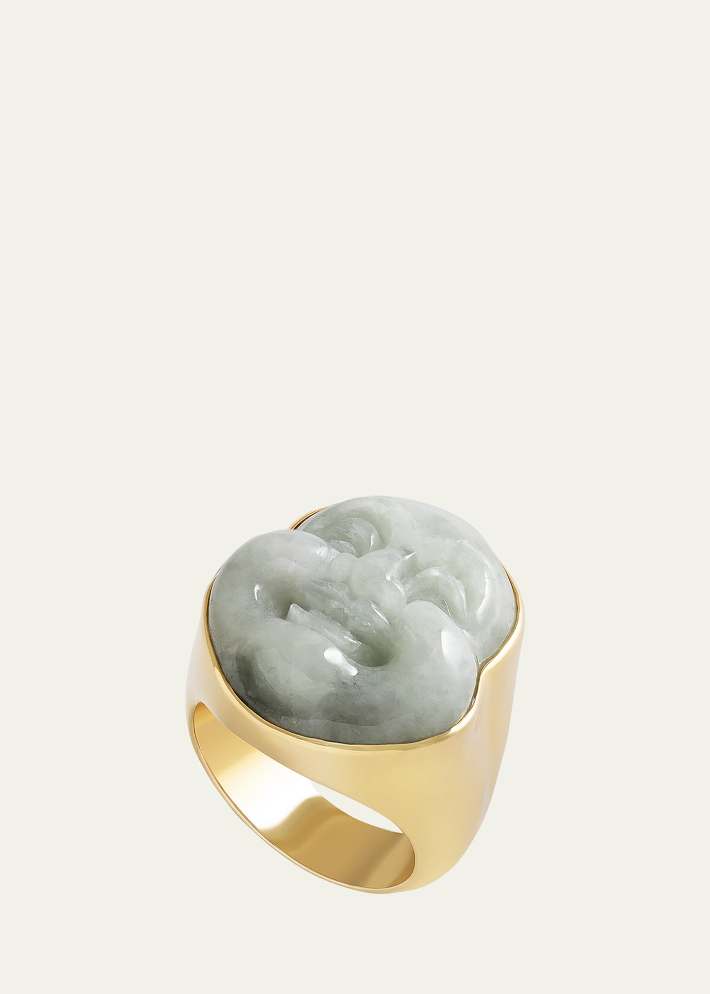 Jorge Adeler Unisex 18K Yellow Gold Jade Buddha Ring