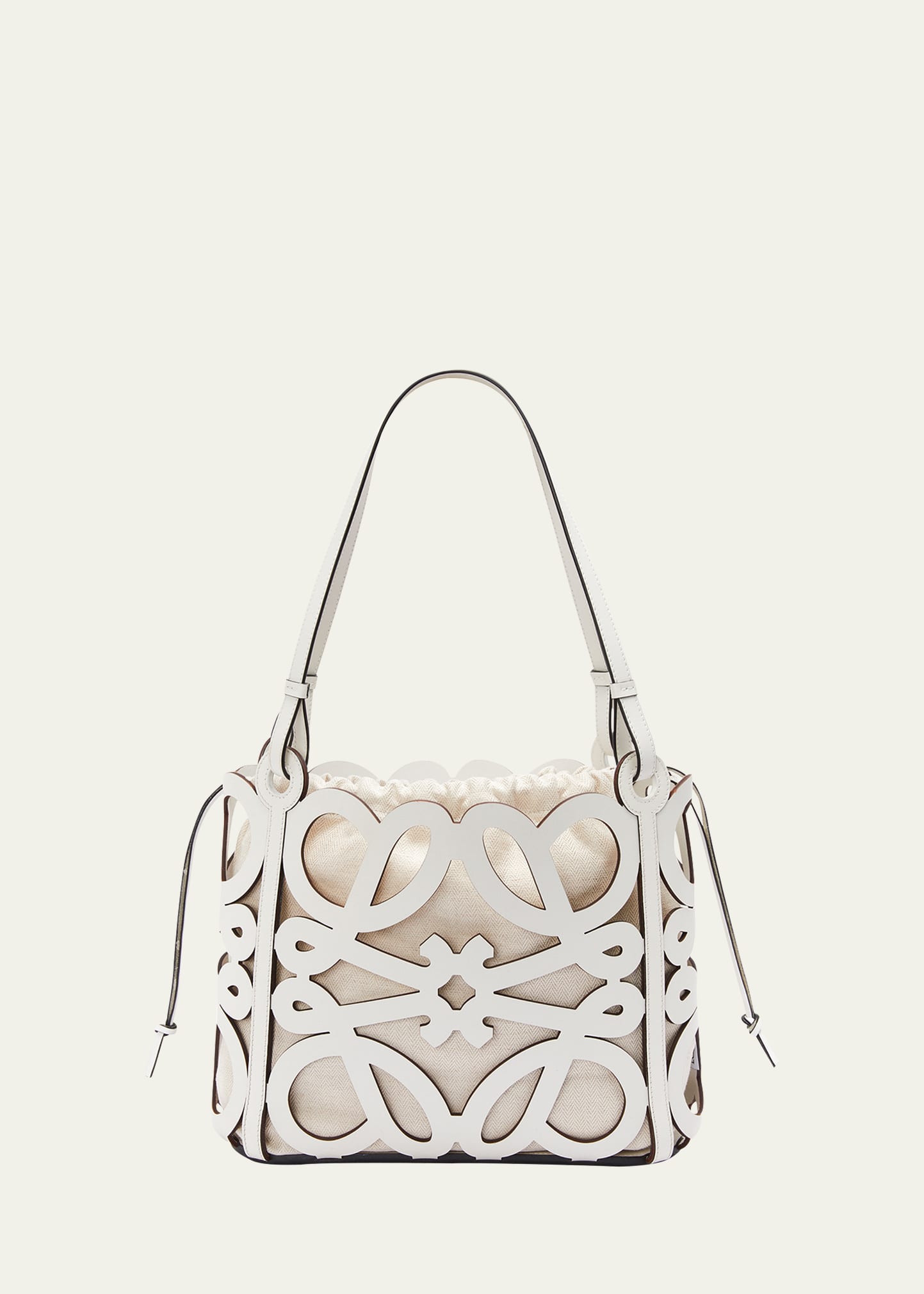 Loewe Paulas Ibiza Small Leather-trimmed Woven Raffia Tote - Women - White Tote Bags