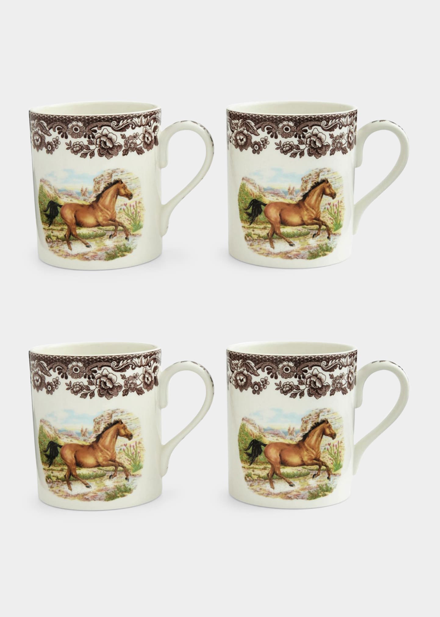 Spode American Quarter Horse Mug, Set Of 4
