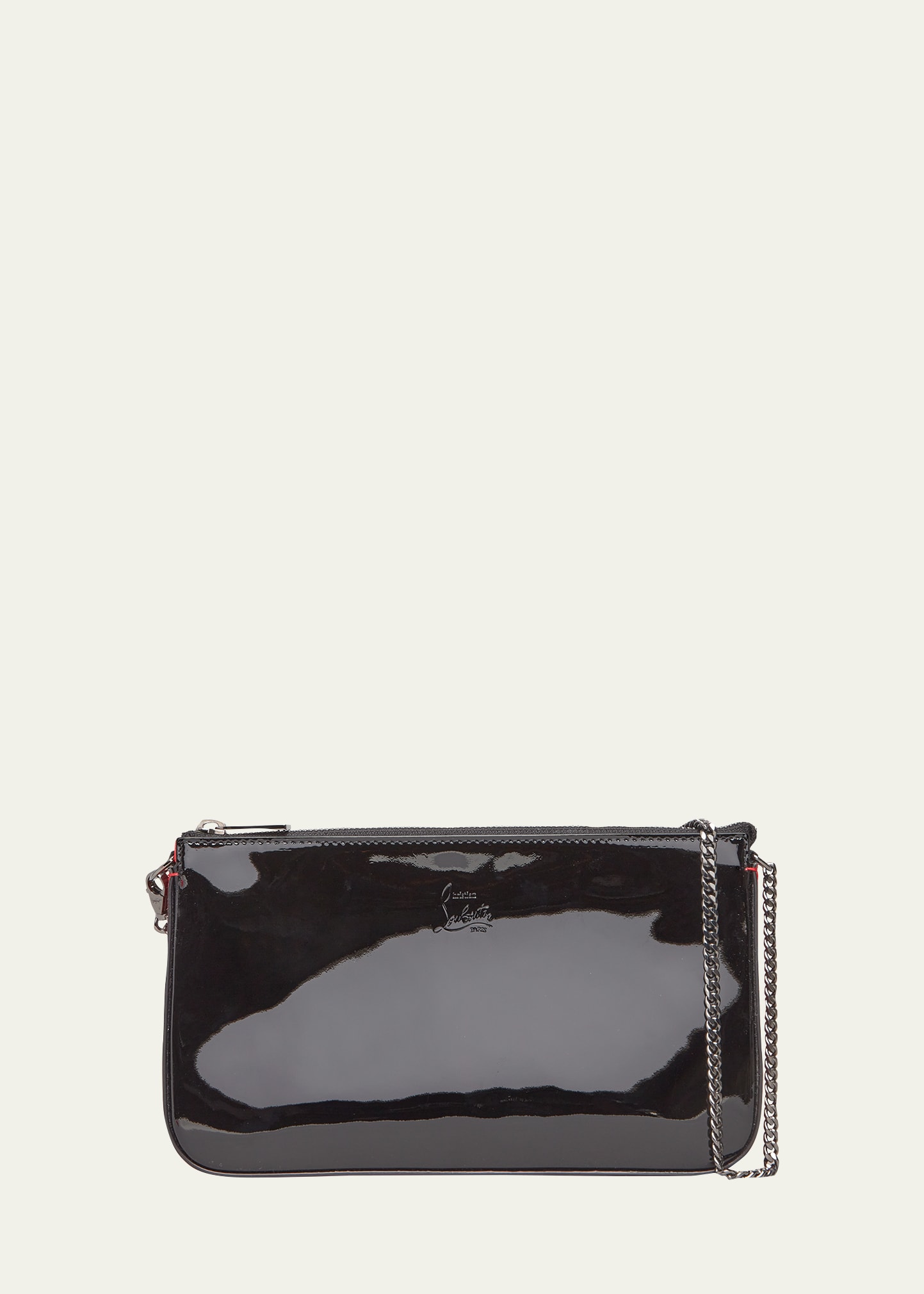 Christian Louboutin Loubila Patent Pouch Crossbody Bag In Black/loubi