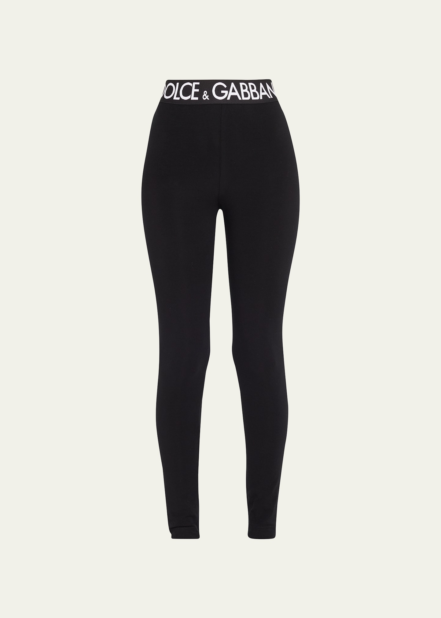 Shop Dolce & Gabbana Branded Elastic High-waist Leggings In Black