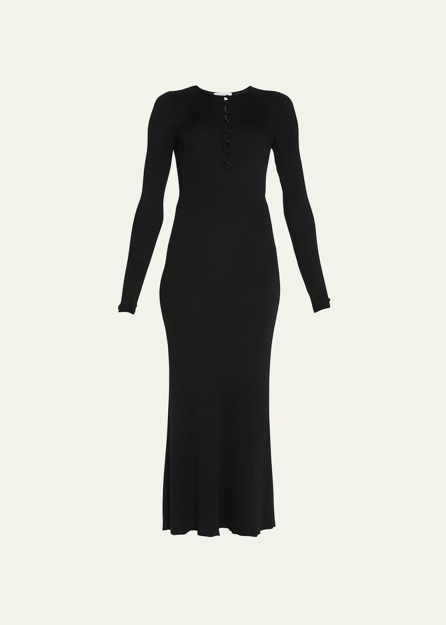 Gabriela Hearst Johanna Henley Cashmere Rib Maxi Dress In Black