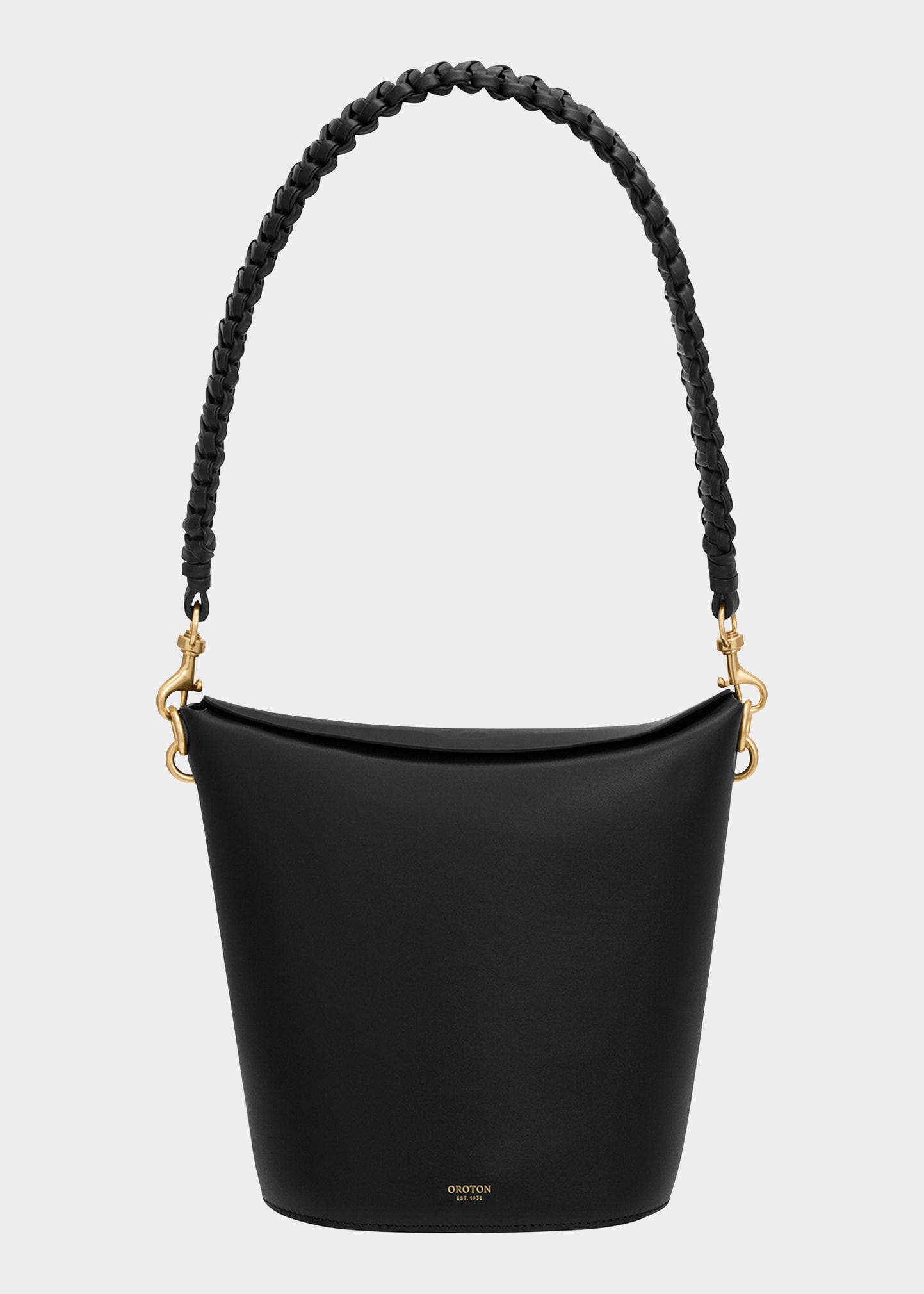 Oroton Brie Braided Leather Bucket Bag In Black ModeSens