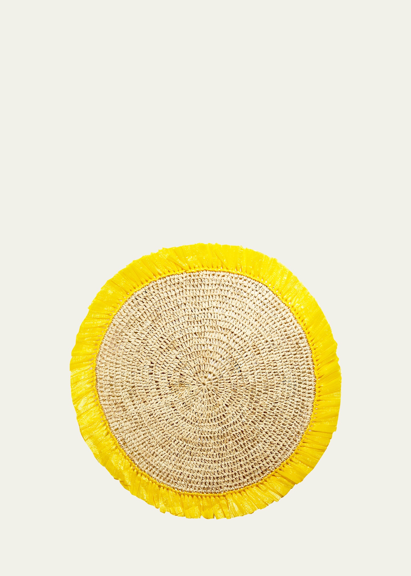 Von Gern Home Woven Rattan Fringe Placemat In Canary Yellow Rat
