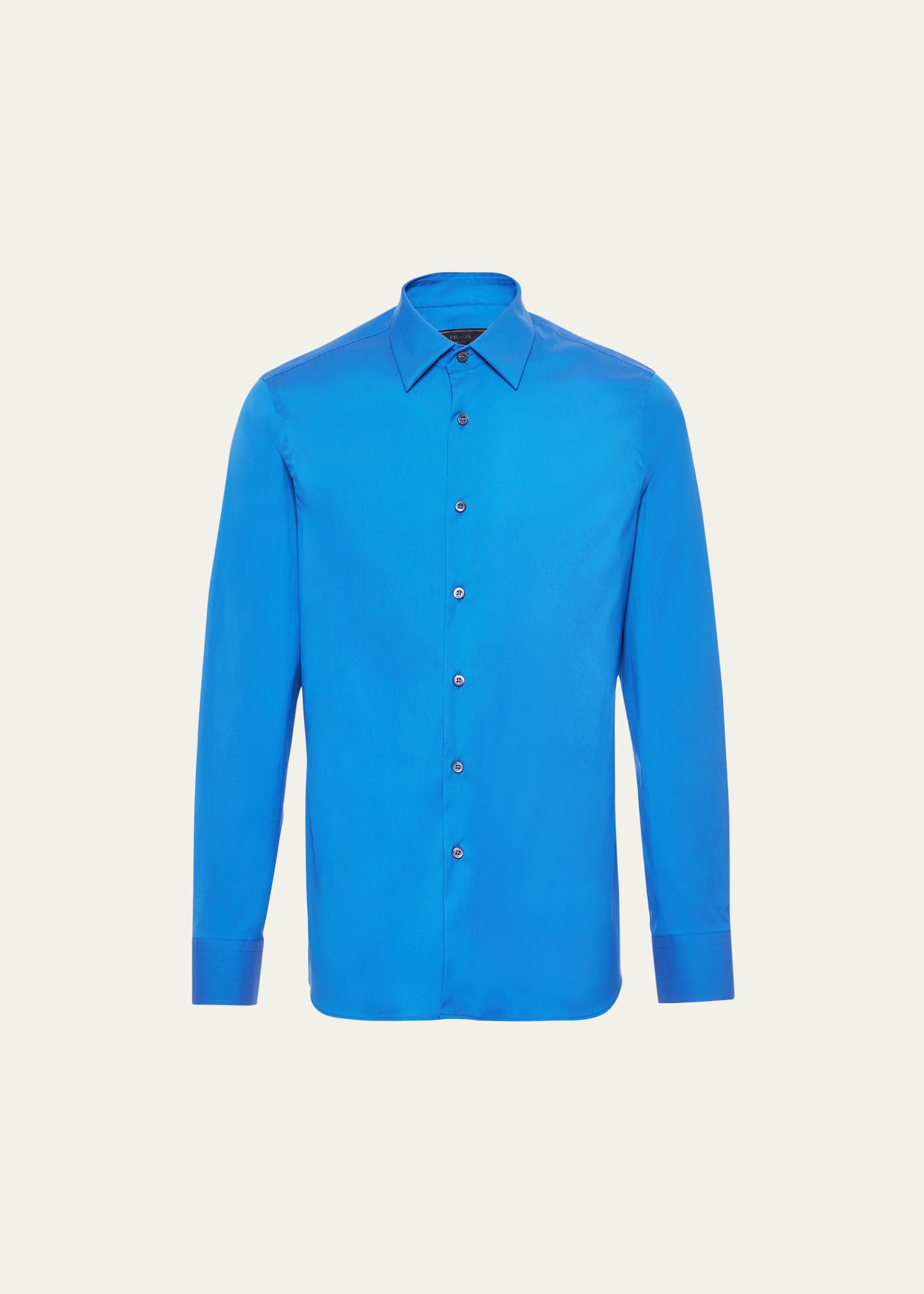 Shop Prada Men's Stretch Poplin Dress Shirt In Azzurro