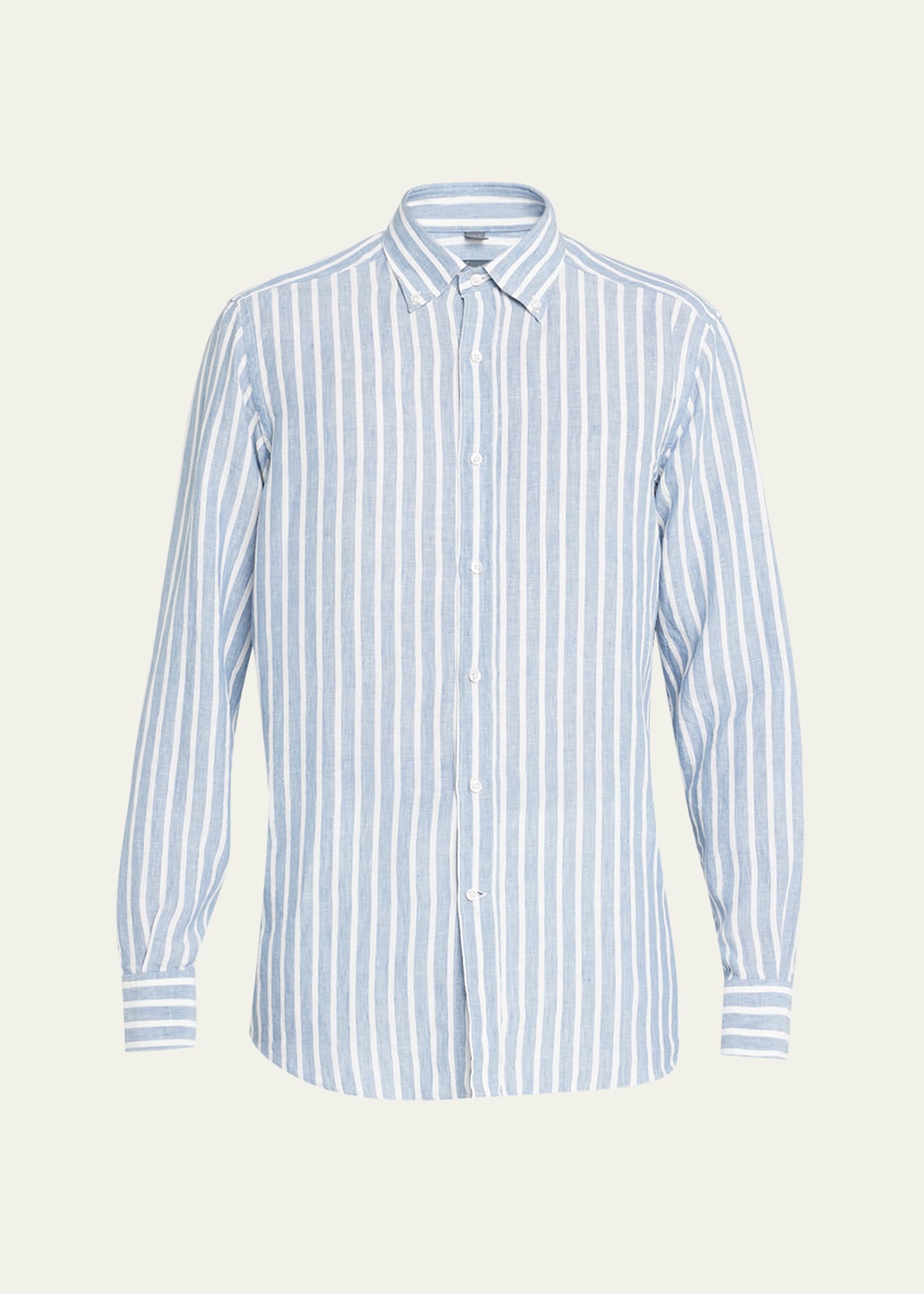 Bergdorf Goodman Men's Stripe Linen Sport Shirt