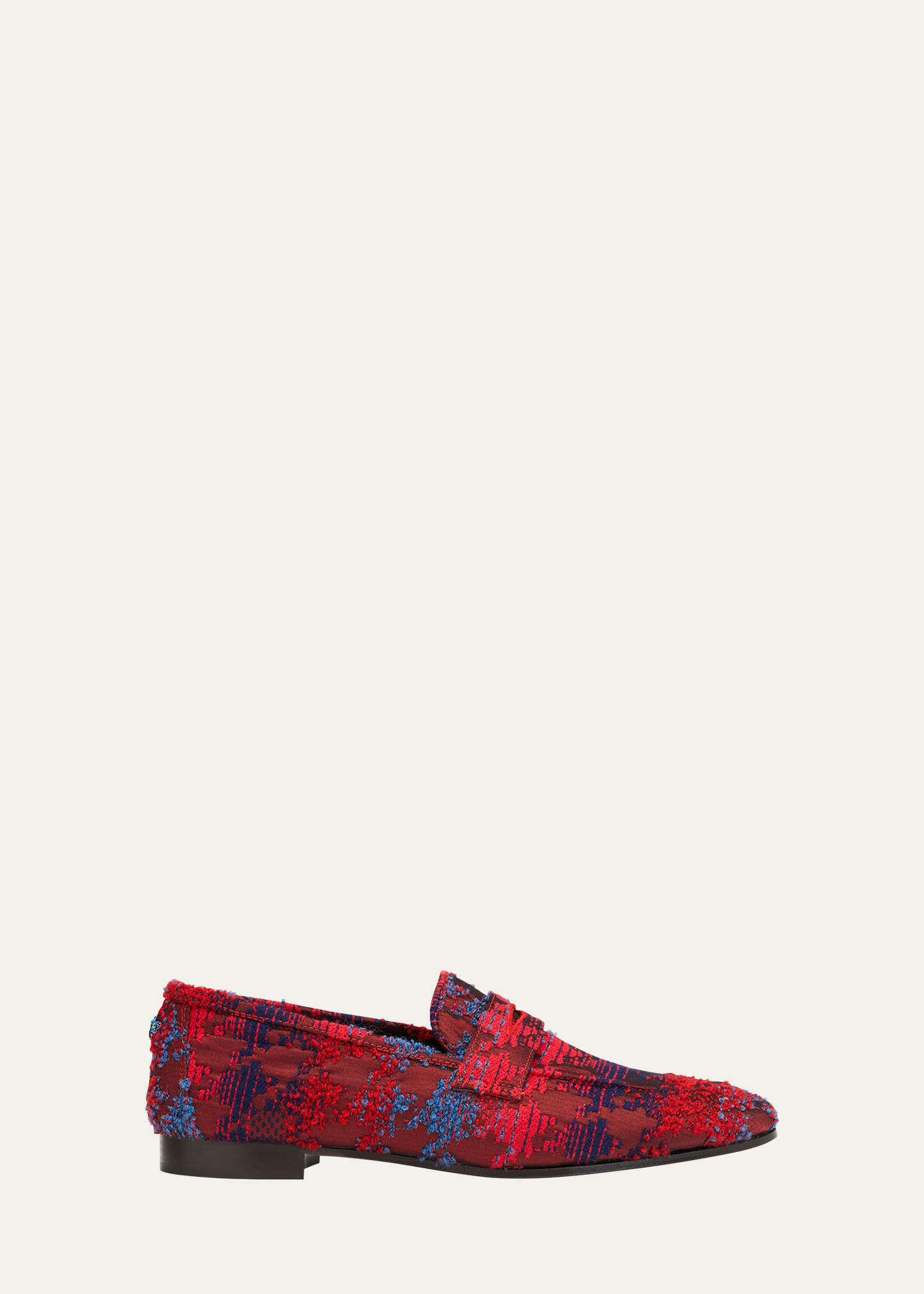 Bougeotte Flaneur Poule Penny Loafers In Red Blue 787