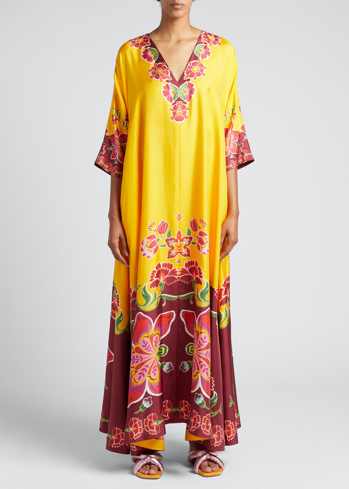 Muumuu Floral-Print Silk Maxi Dress
