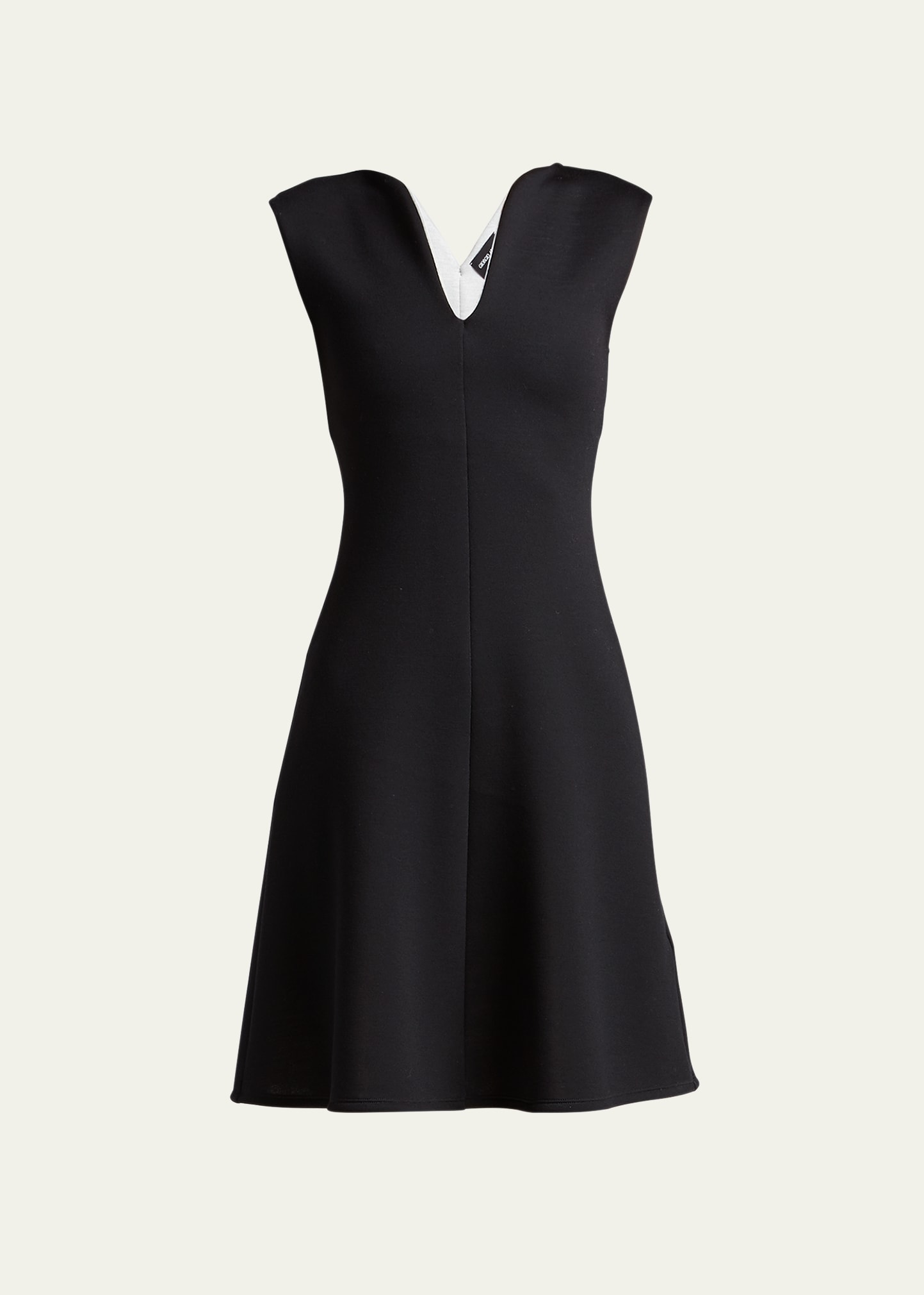 Giorgio Armani Mixed Wool Viscose Double Jersey Dress In Solid Black