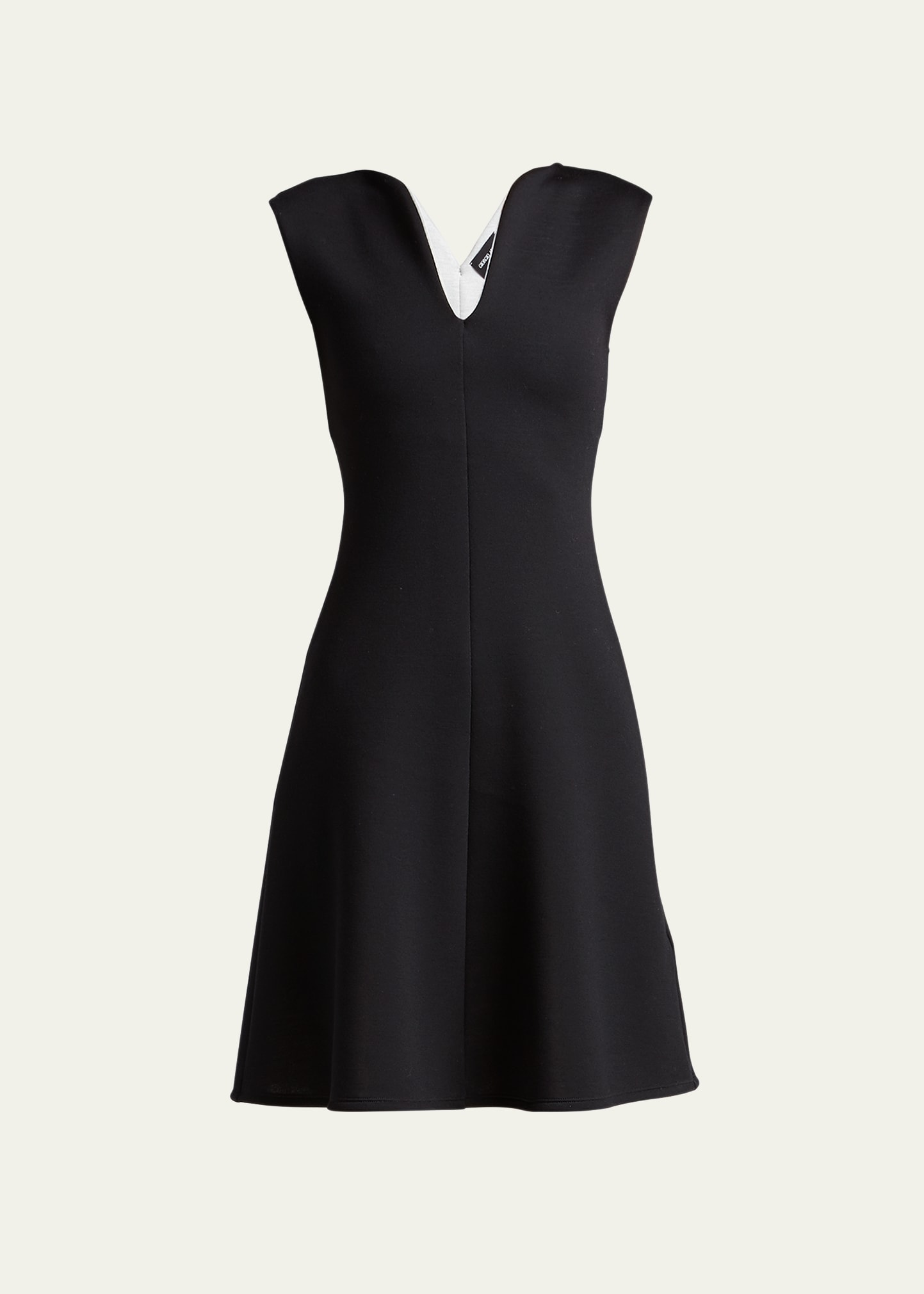 Shop Giorgio Armani Mixed Wool Viscose Double Jersey Dress In Solid Black