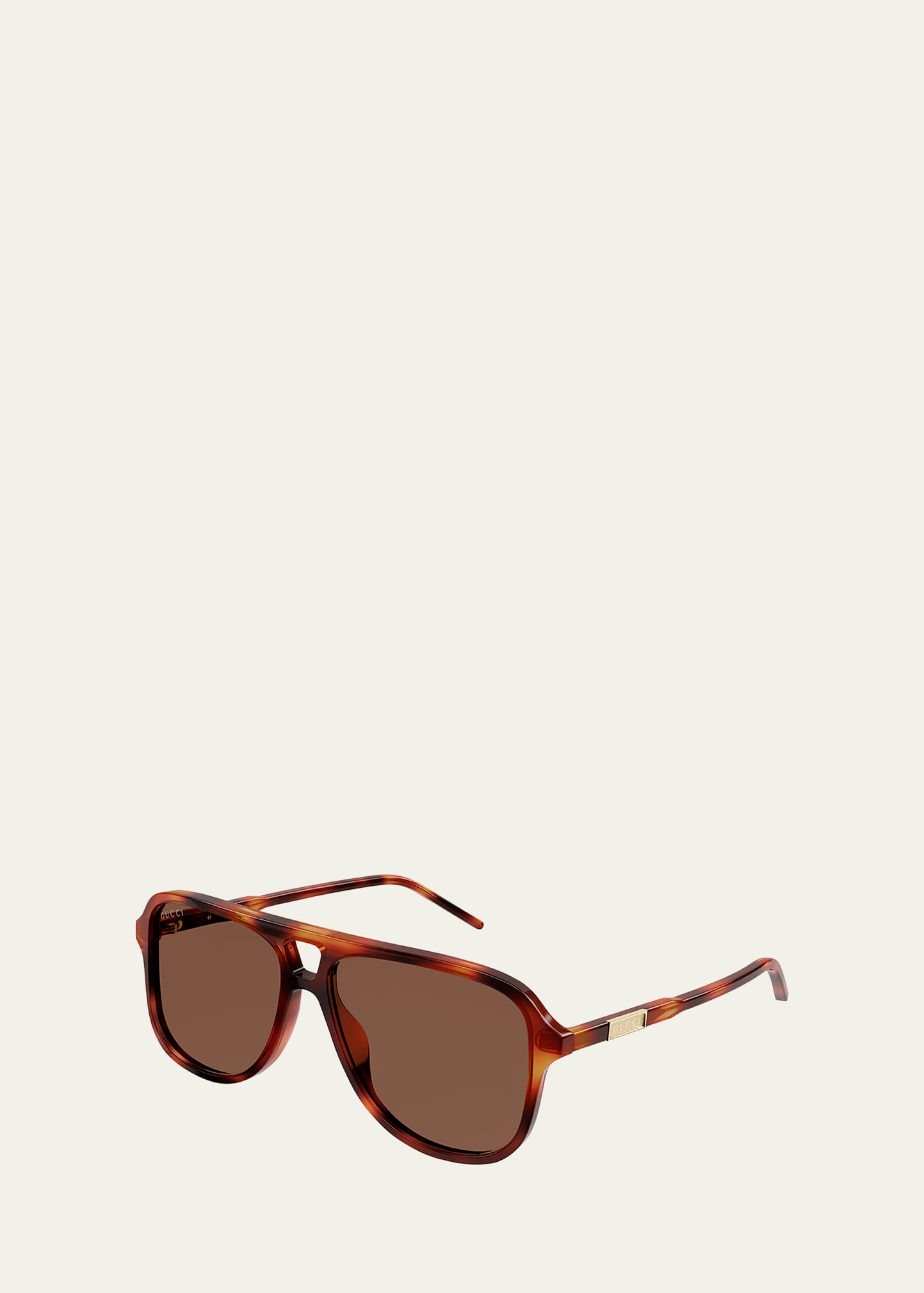 Gucci Men's Logo Plaqué Aviator Sunglasses In Brown