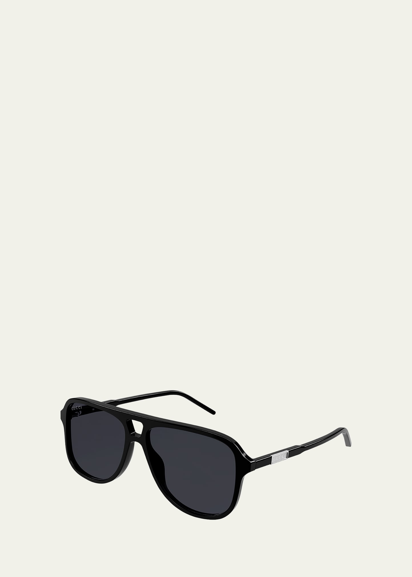 Gucci Men's Logo Plaqué Aviator Sunglasses In Black