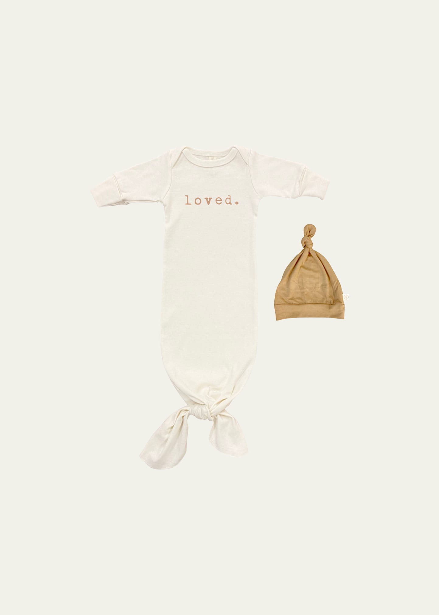 Tenth & Pine Babies' Kid's Loved Knotted Gown W/ Hat In Natural 3