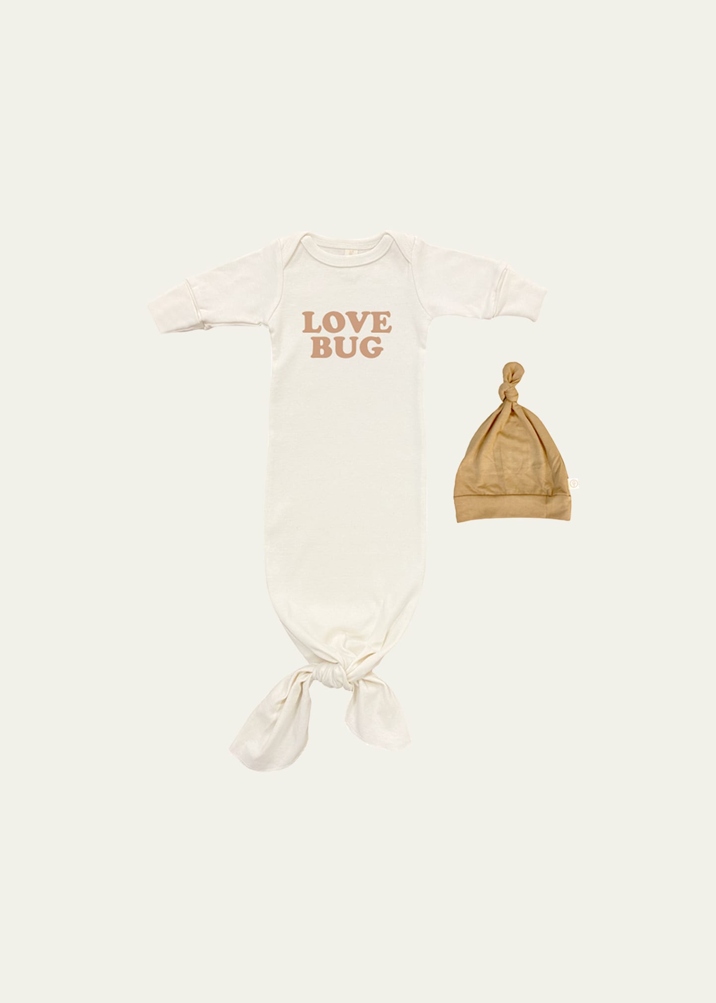 Tenth & Pine Babies' Kid's Love Bug Knotted Gown W/ Hat In Natural 5