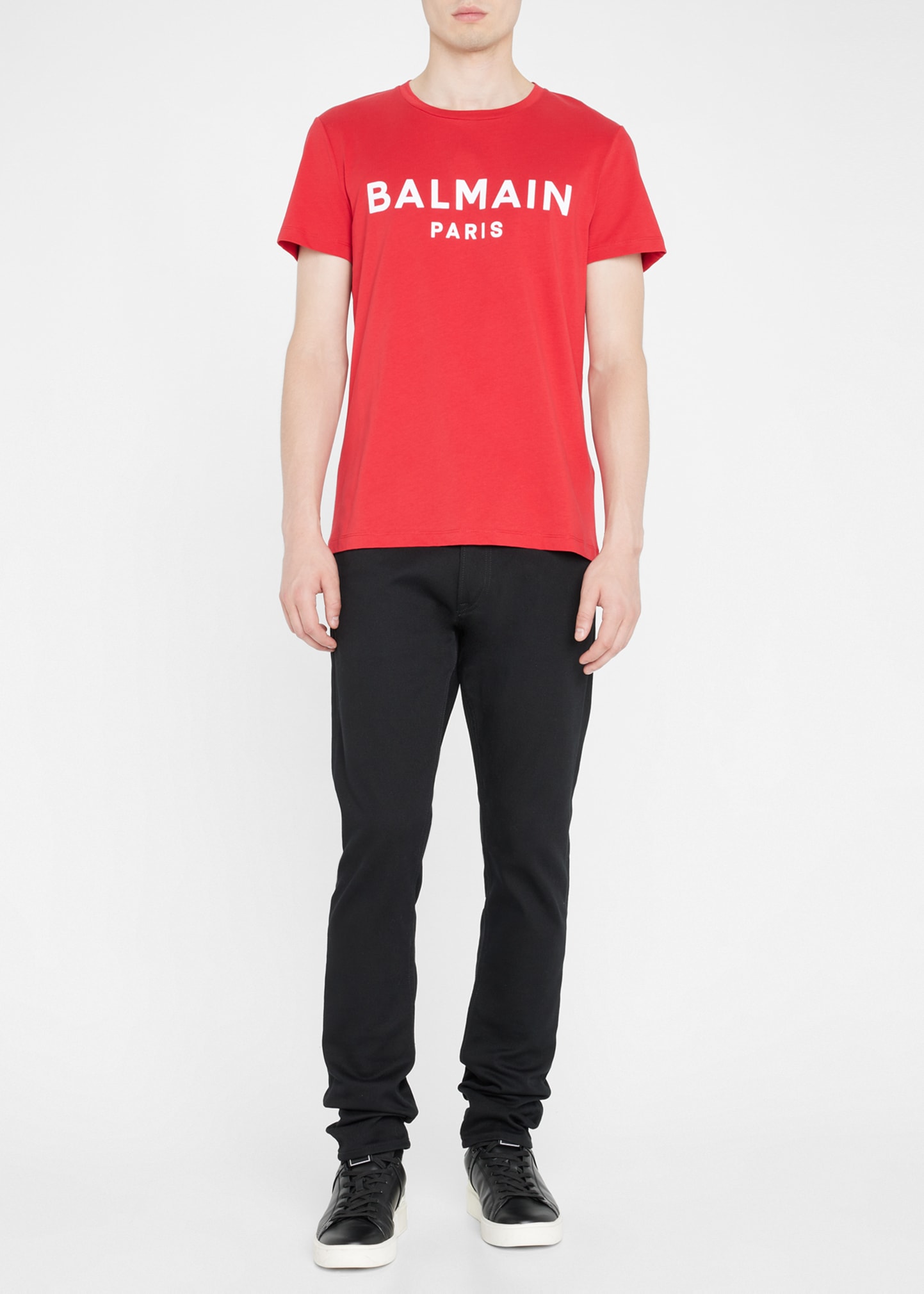 Balmain Men's Flock Foil Logo Bulky T-Shirt