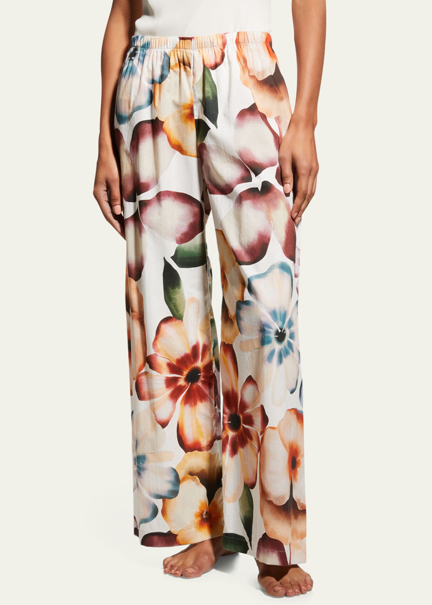 Cavani Floral-Print Wide-Leg Ankle Pants