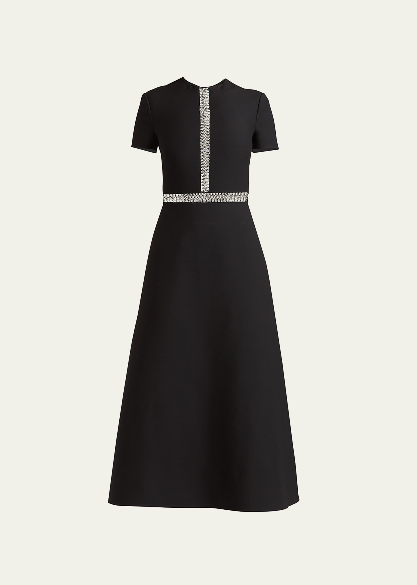 Valentino Garavani Metallic-Embroidered Crepe Couture Midi Dress
