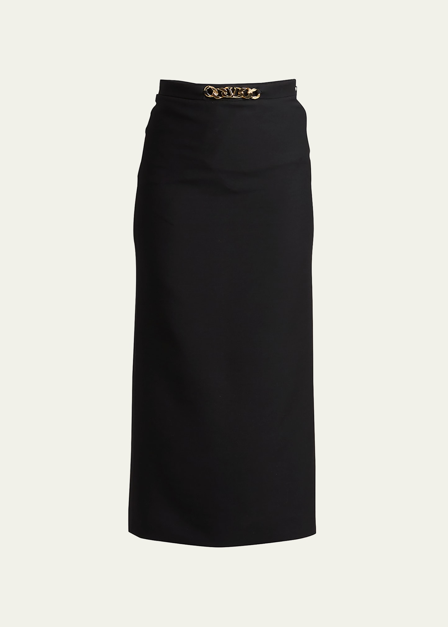 Crepe A-Line Midi Skirt with Chain Detail