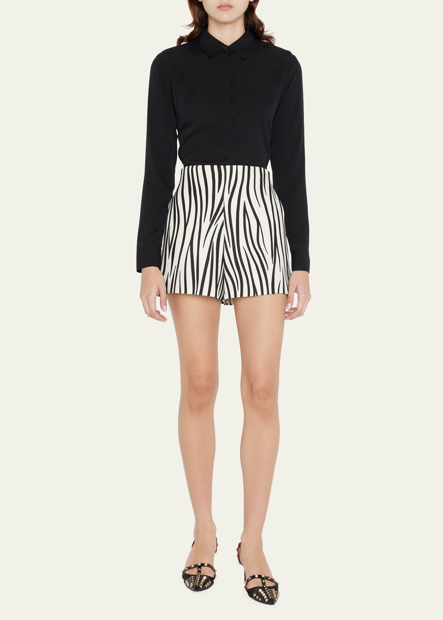 Zebra-Print Wool Shorts