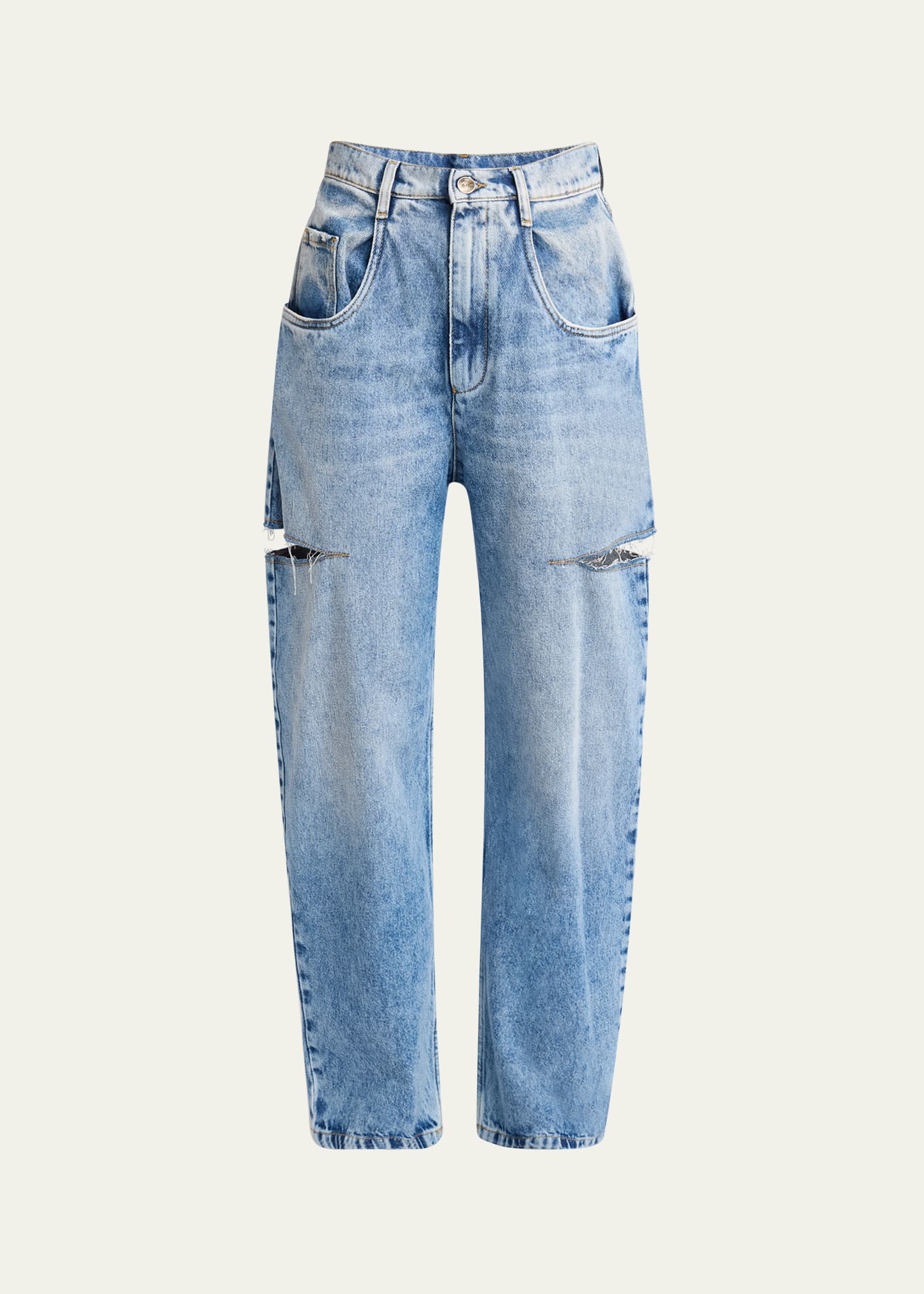 Maison Margiela Cutout Distressed High-rise Wide-leg Jeans In Blue