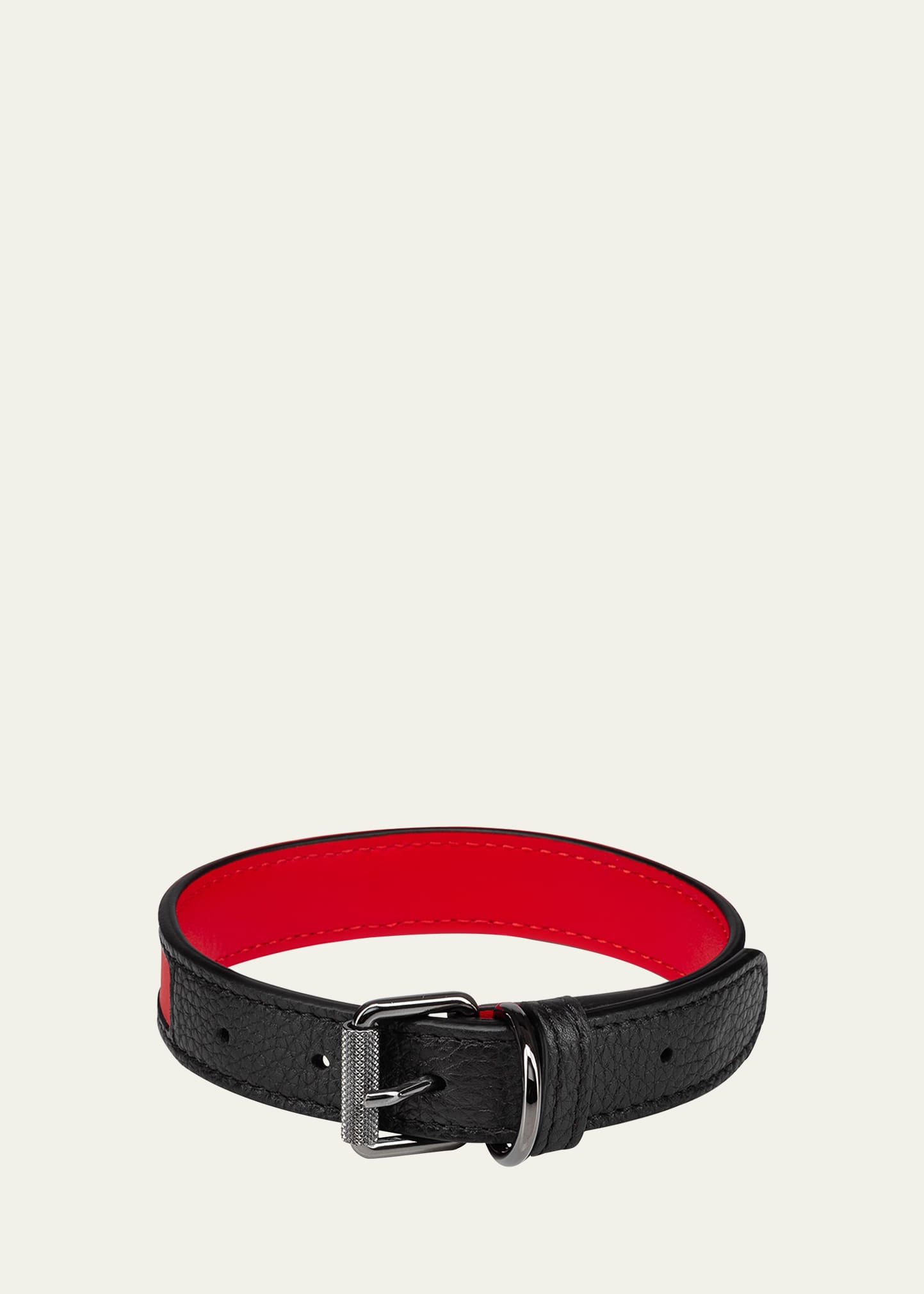 Loubicollar XS - Pet collar - Calf leather and spikes Carasky - Black -  Christian Louboutin United States
