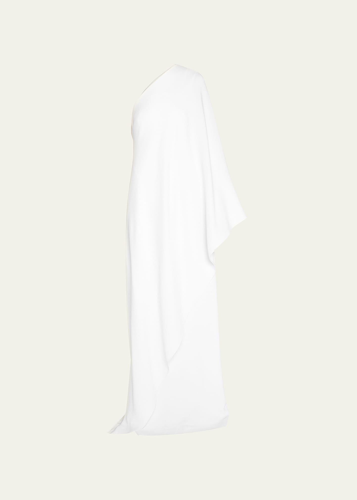 The Row Sparrow One-sleeve Draped Silk-cady Gown In Off White